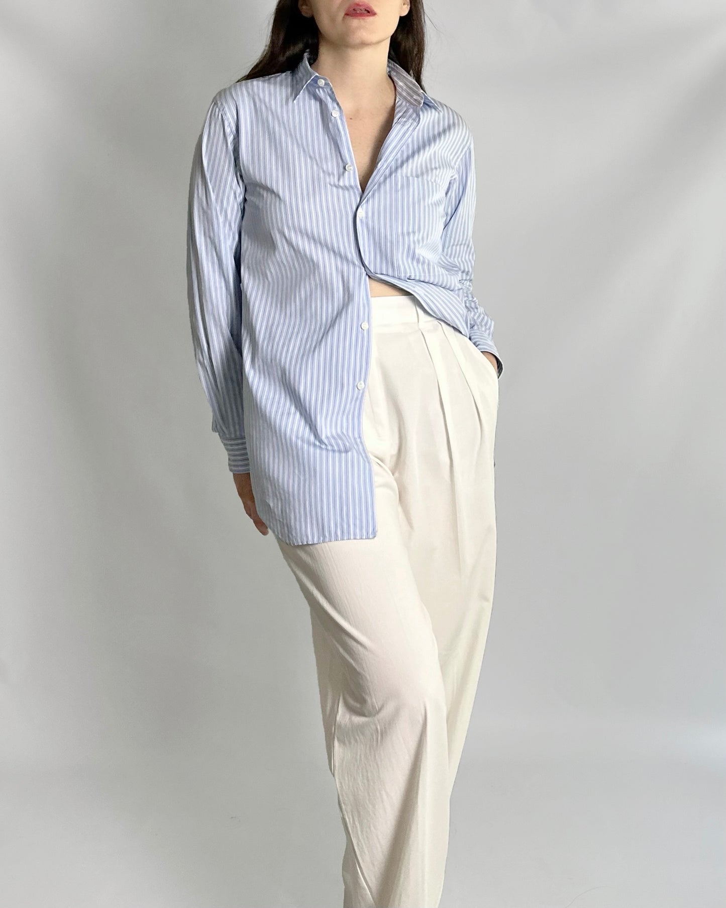 Comme des Garçons Blue Striped Maxi Shirt - Hommes Plus Fall 2013