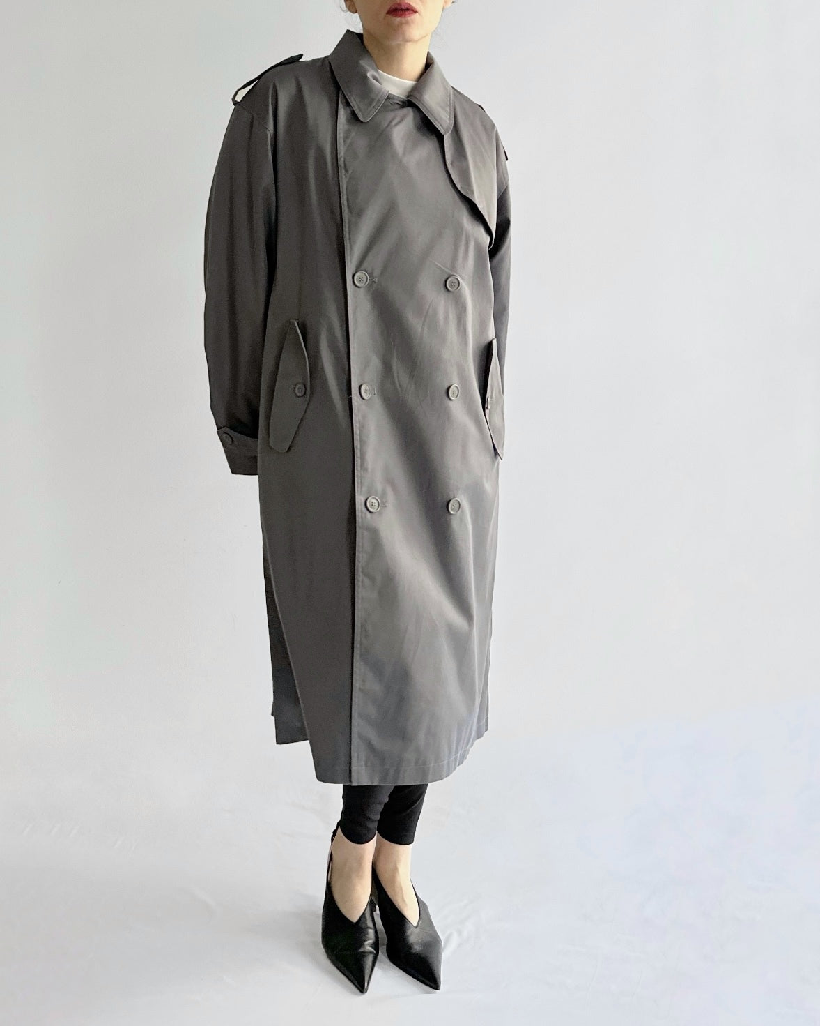 90s Ivy Oxford Grey Trench Coat