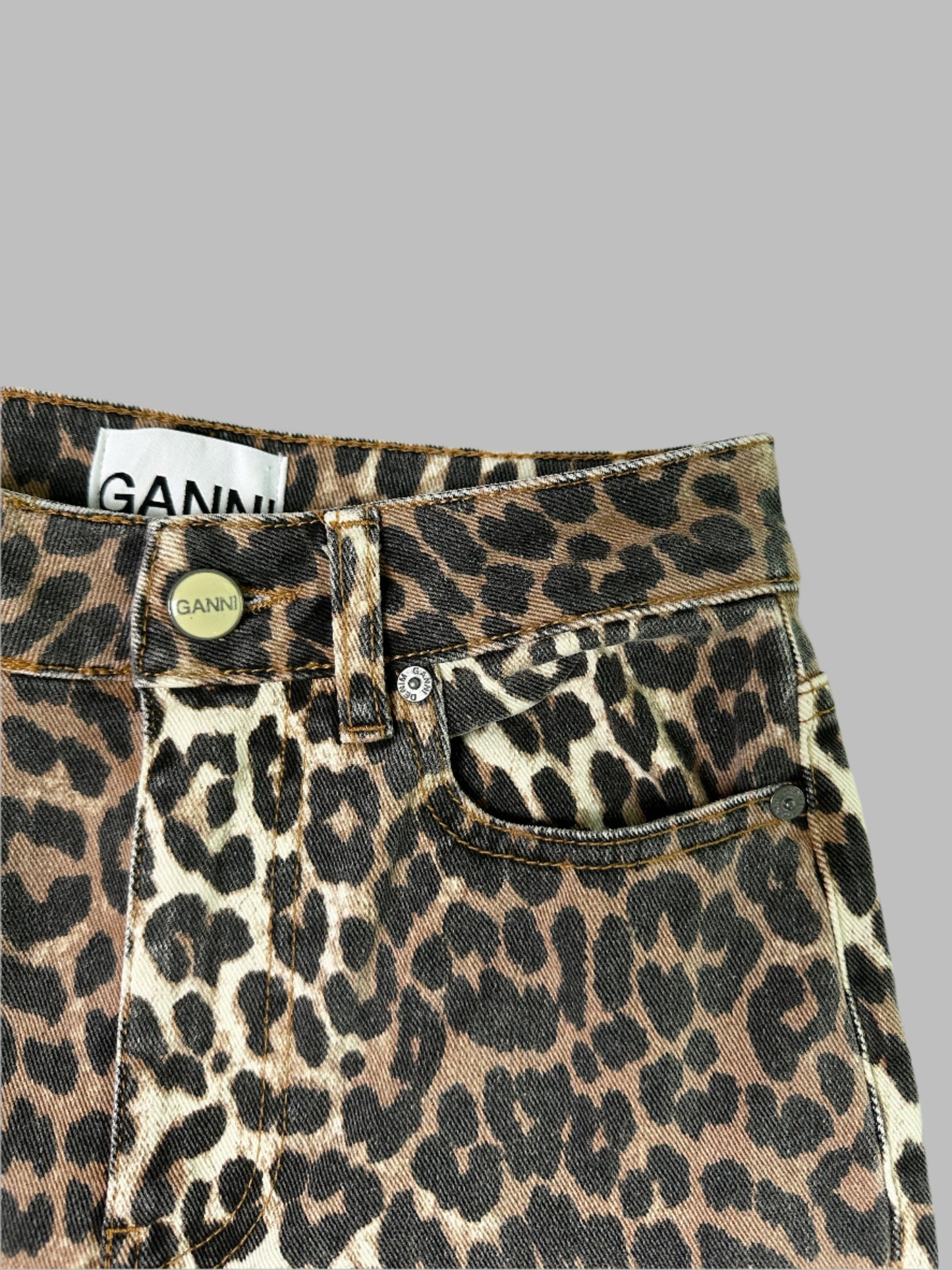 Ganni Leopard Betzy Cropped Jeans