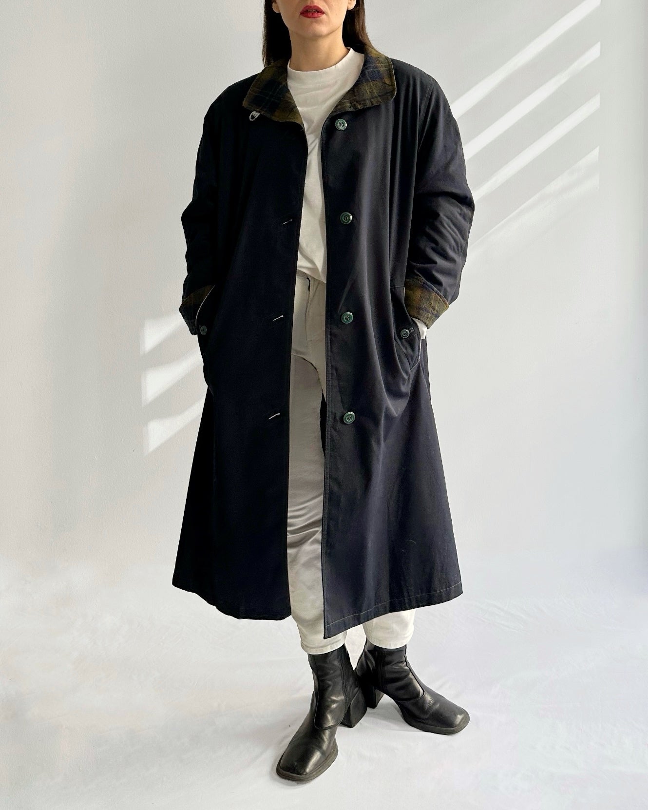 90s Navy Cotton Trench Coat