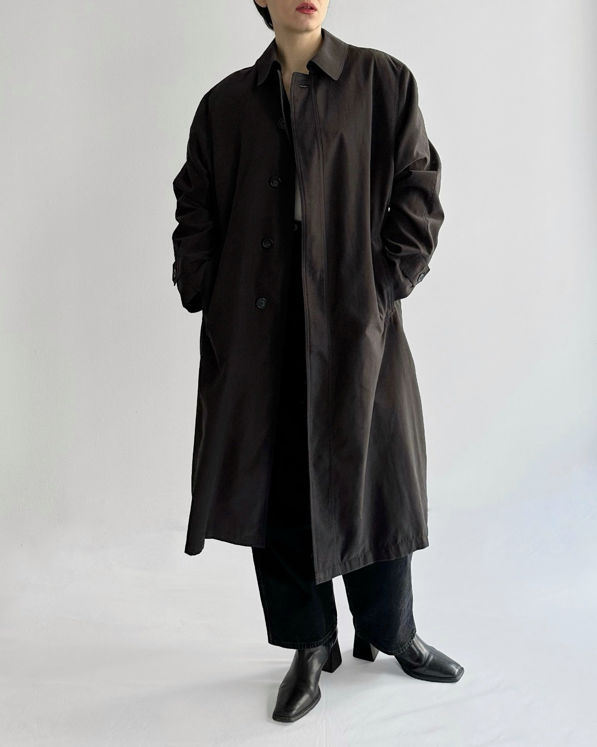 90s Charcoal Grey Oversized Trench Coat
