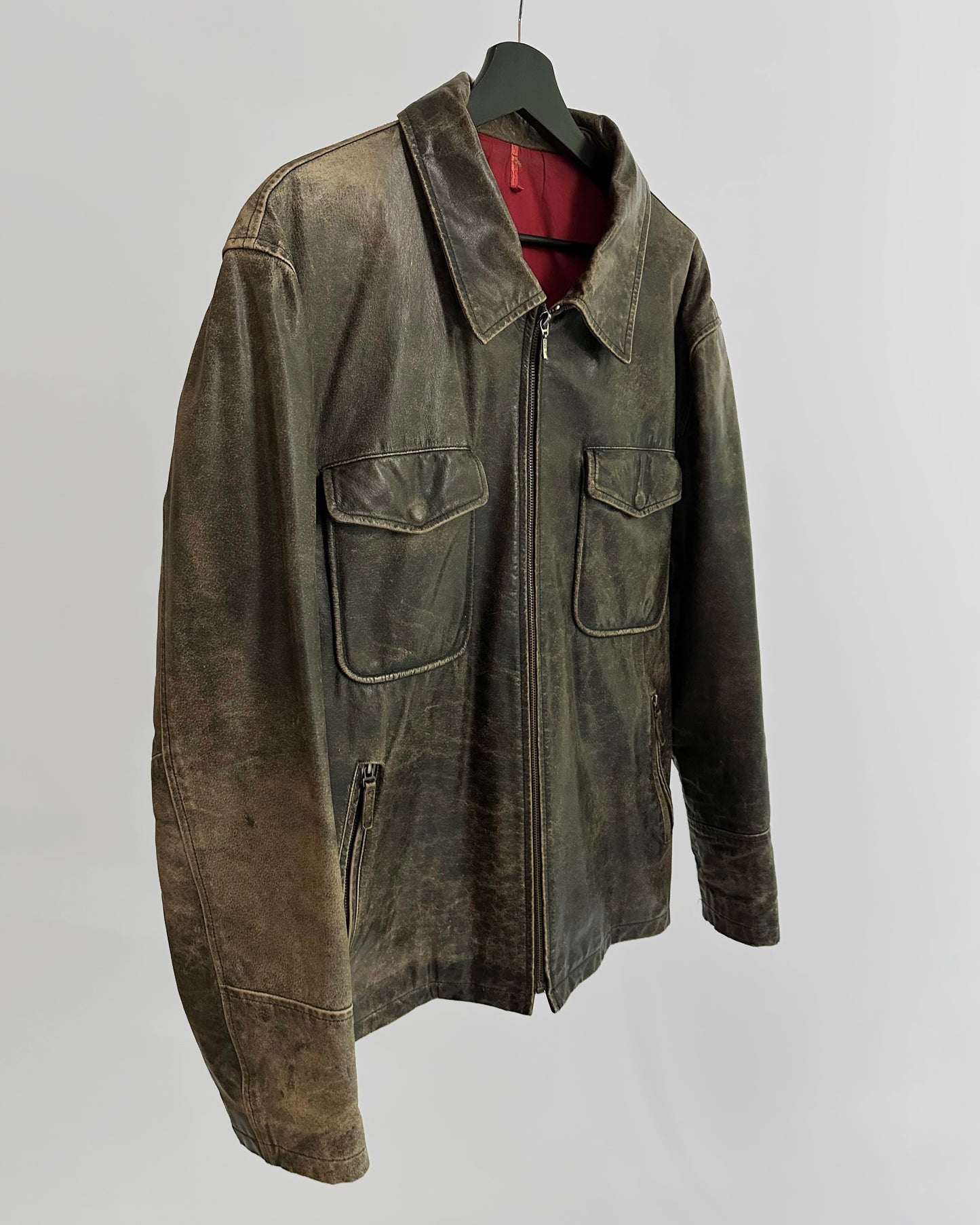 Sominemi Distressed Brown Leather Jacket