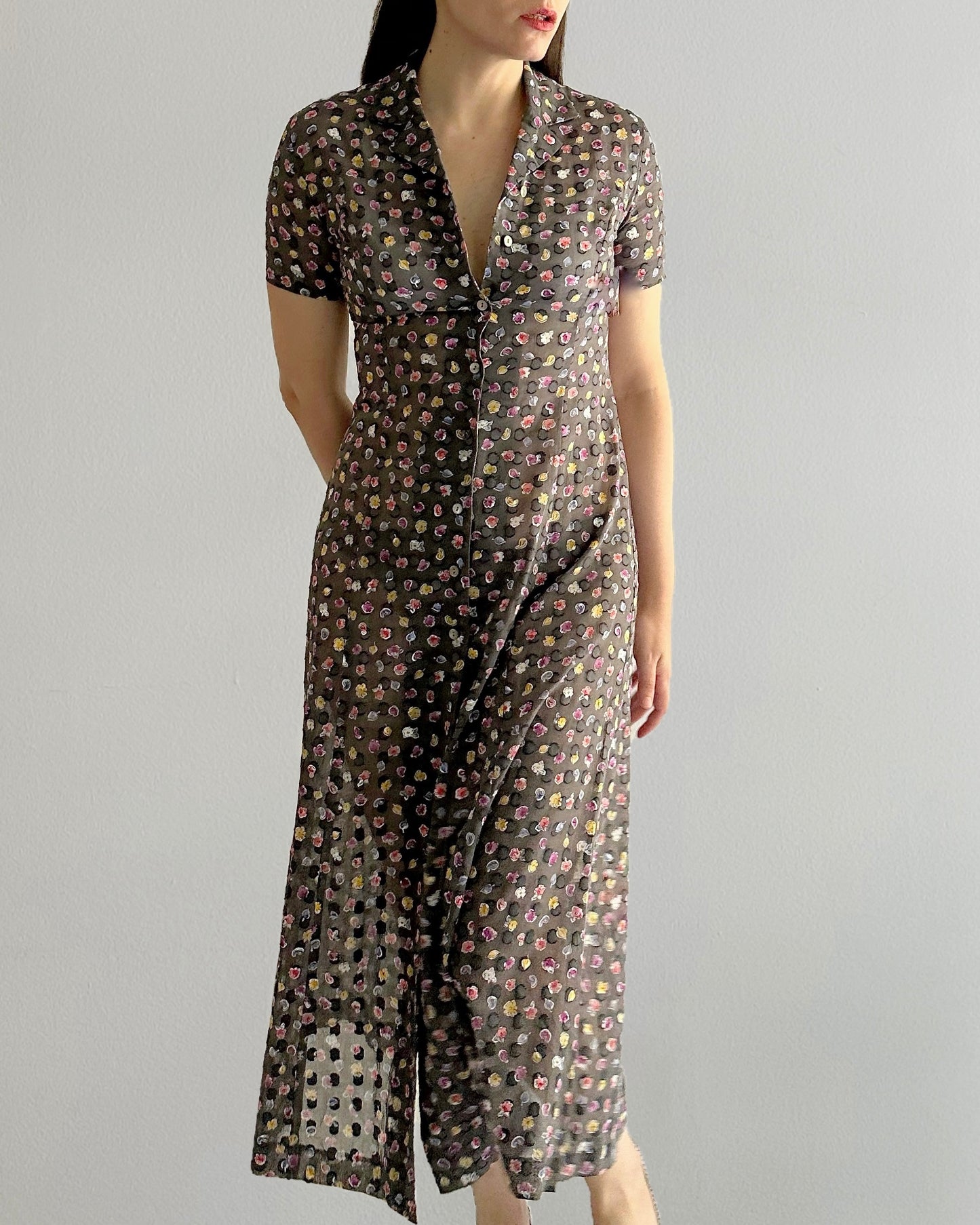 90s Kenzo Floral Sheer Dress