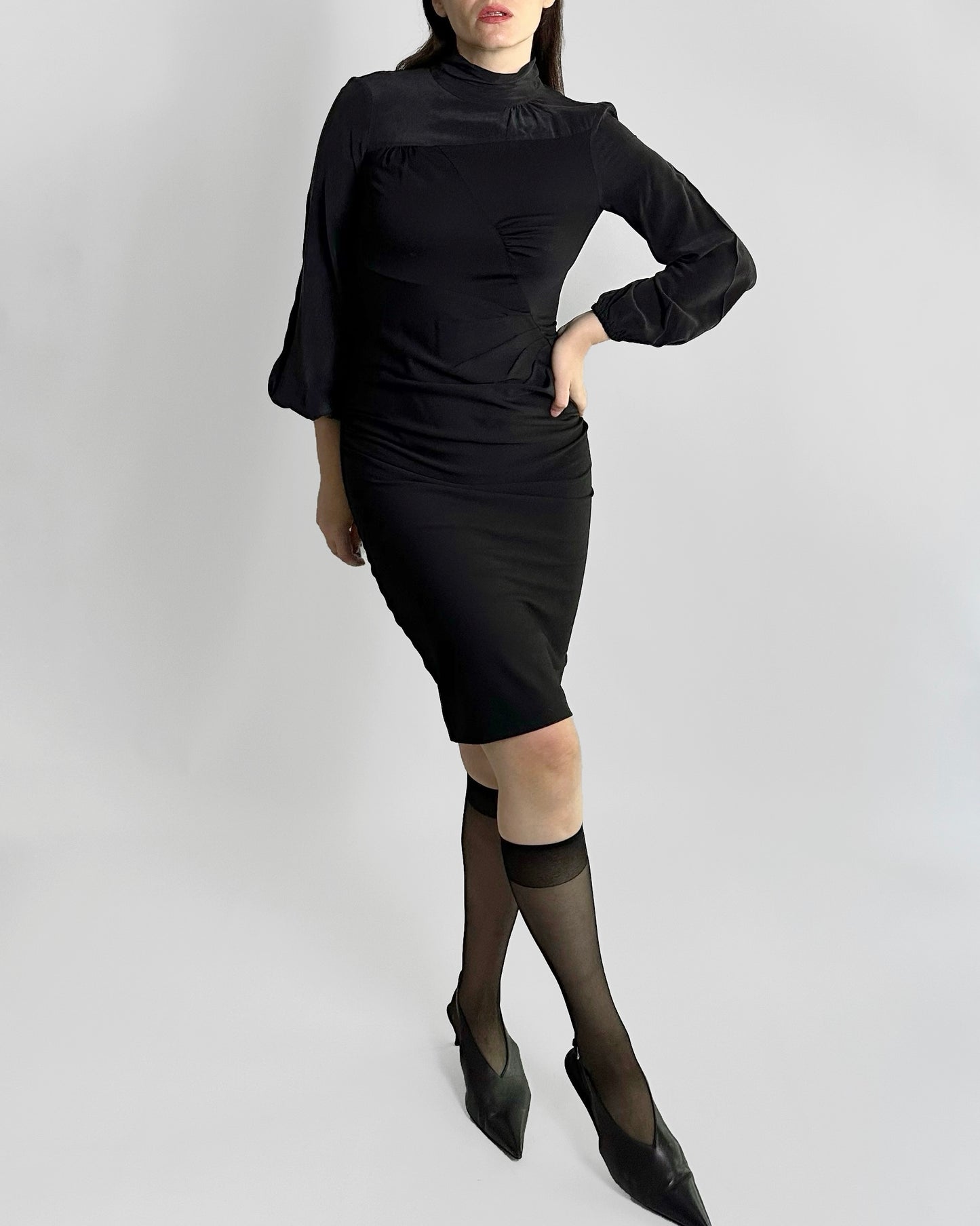 90s Sportmax by Max Mara Wool Silk Black Dress
