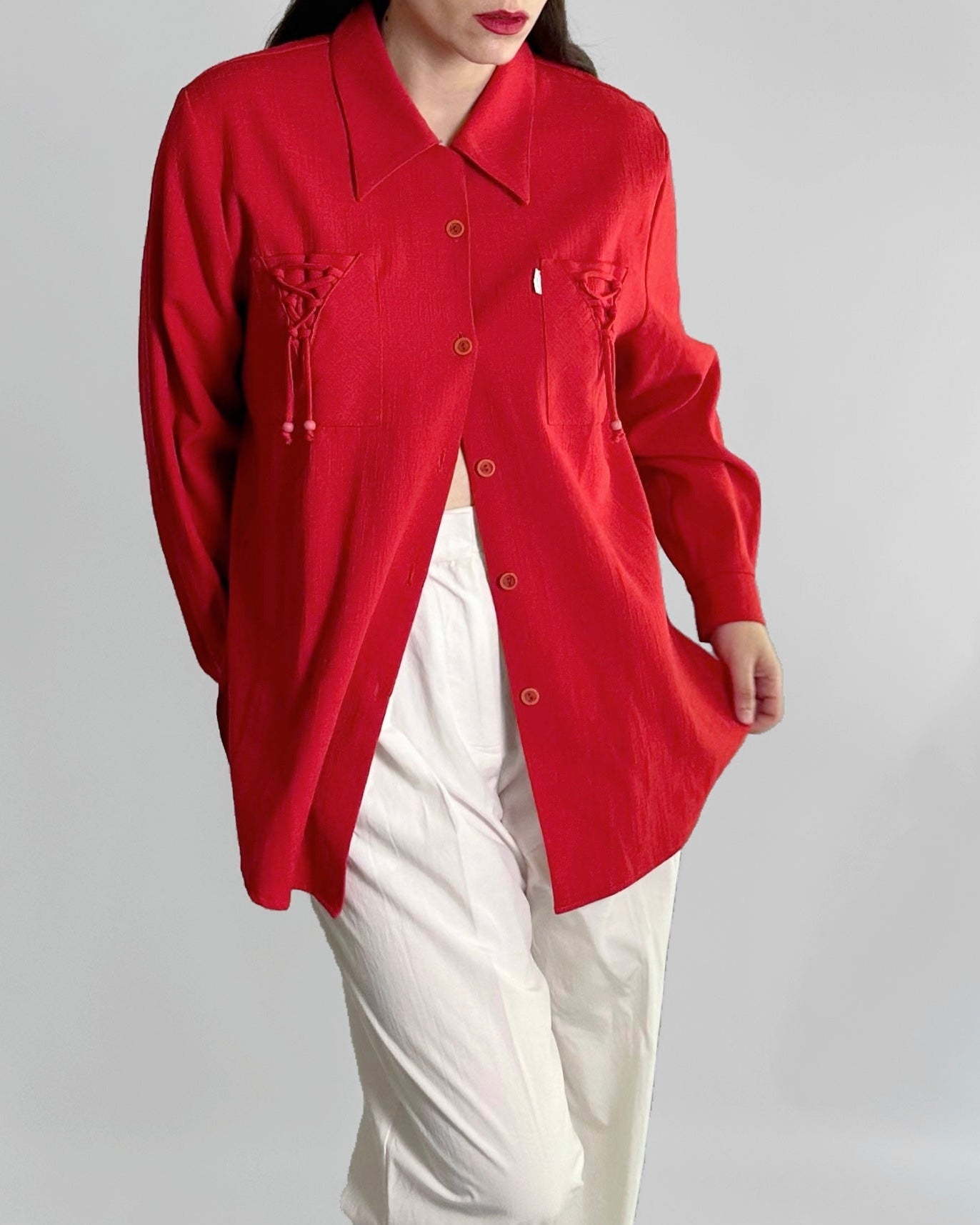 70s Textured Red Oversized Shirt – Alba Vintage Studio 70s Textured Red Oversized Shirt – Alba Vintage Studio