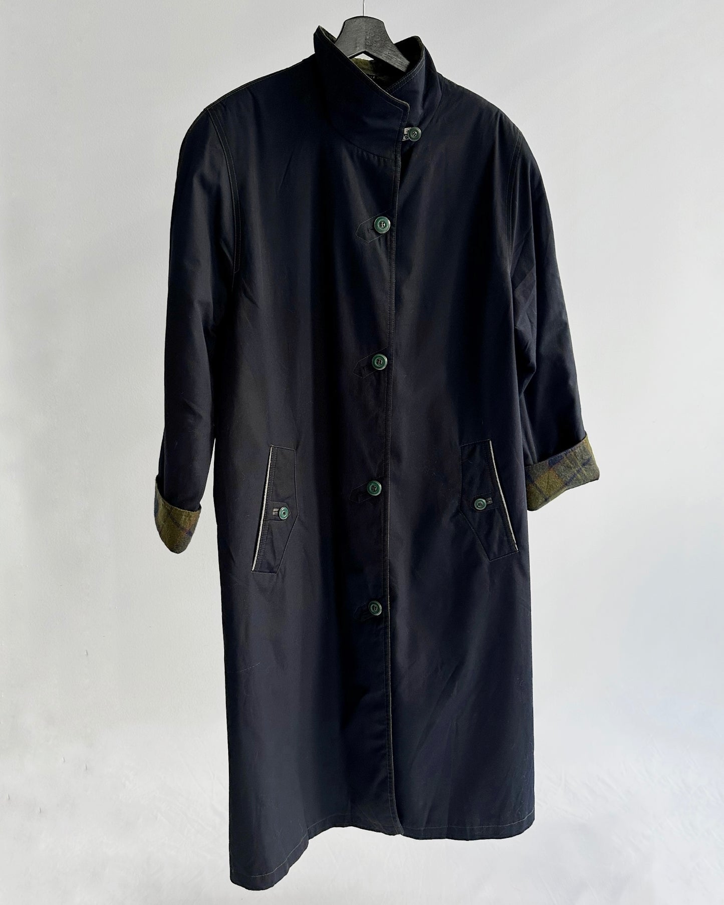 90s Navy Cotton Trench Coat