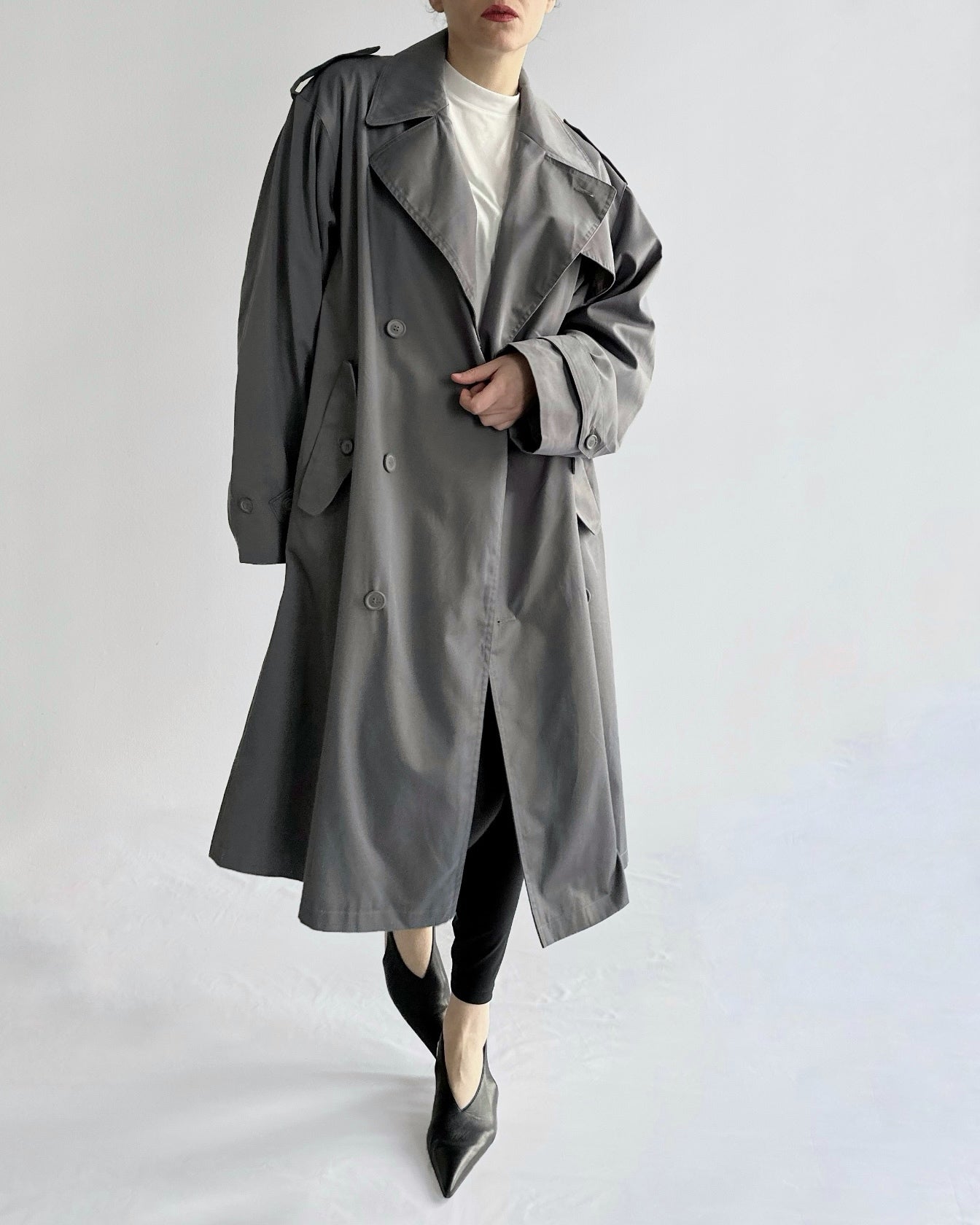 90s Ivy Oxford Grey Trench Coat