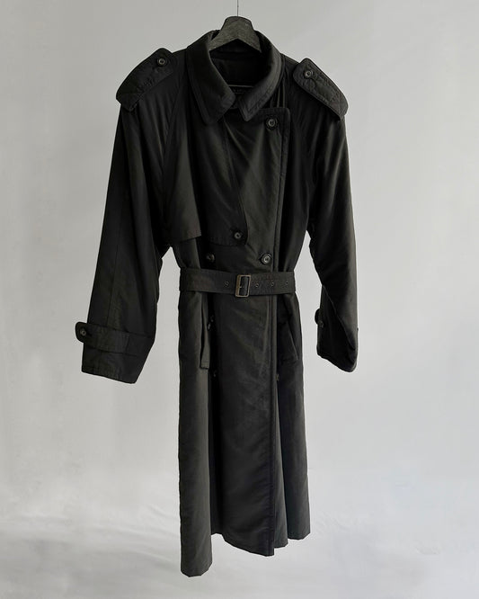 80s Charcoal Grey Belted Trench Coat