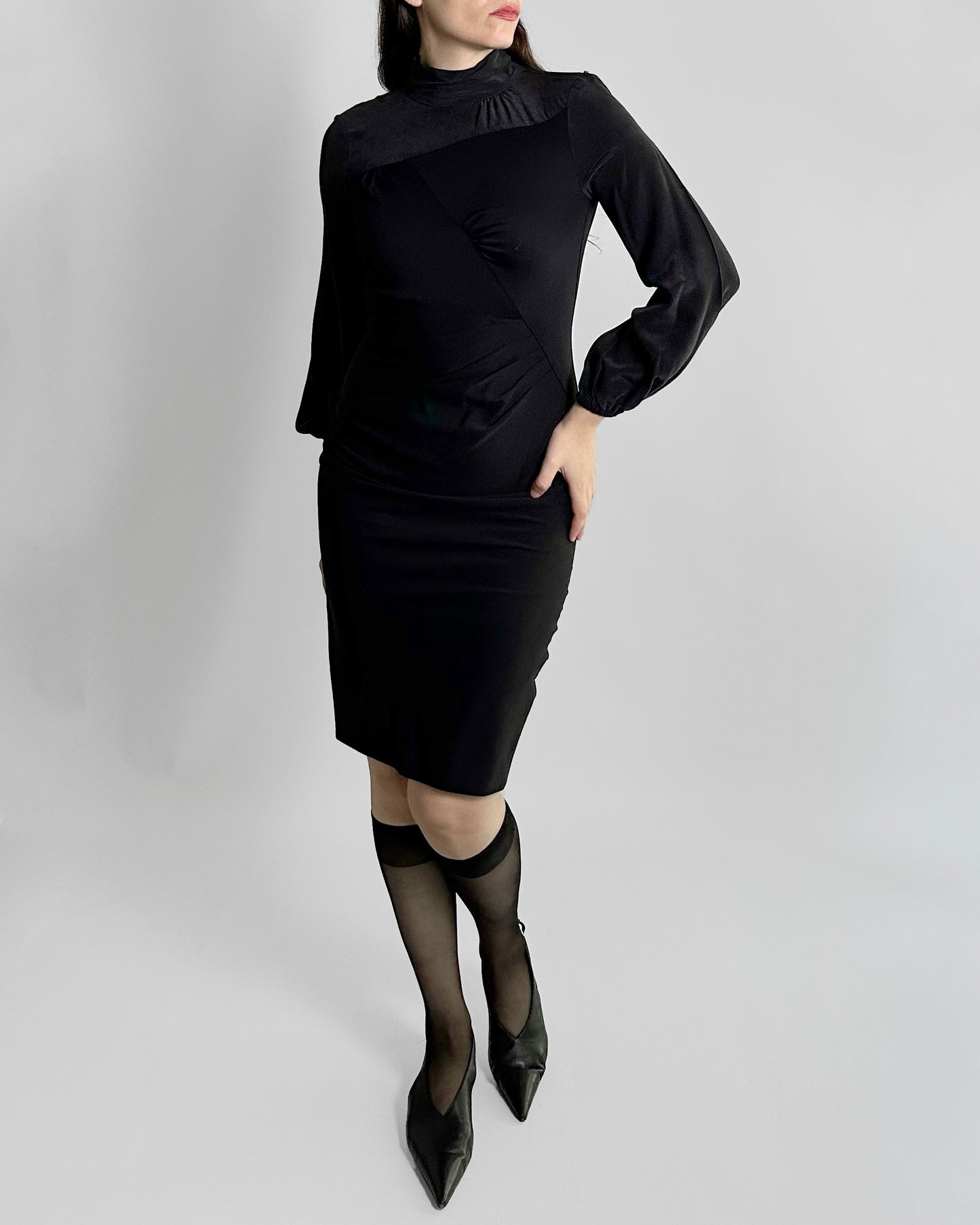 90s Sportmax by Max Mara Wool Silk Black Dress