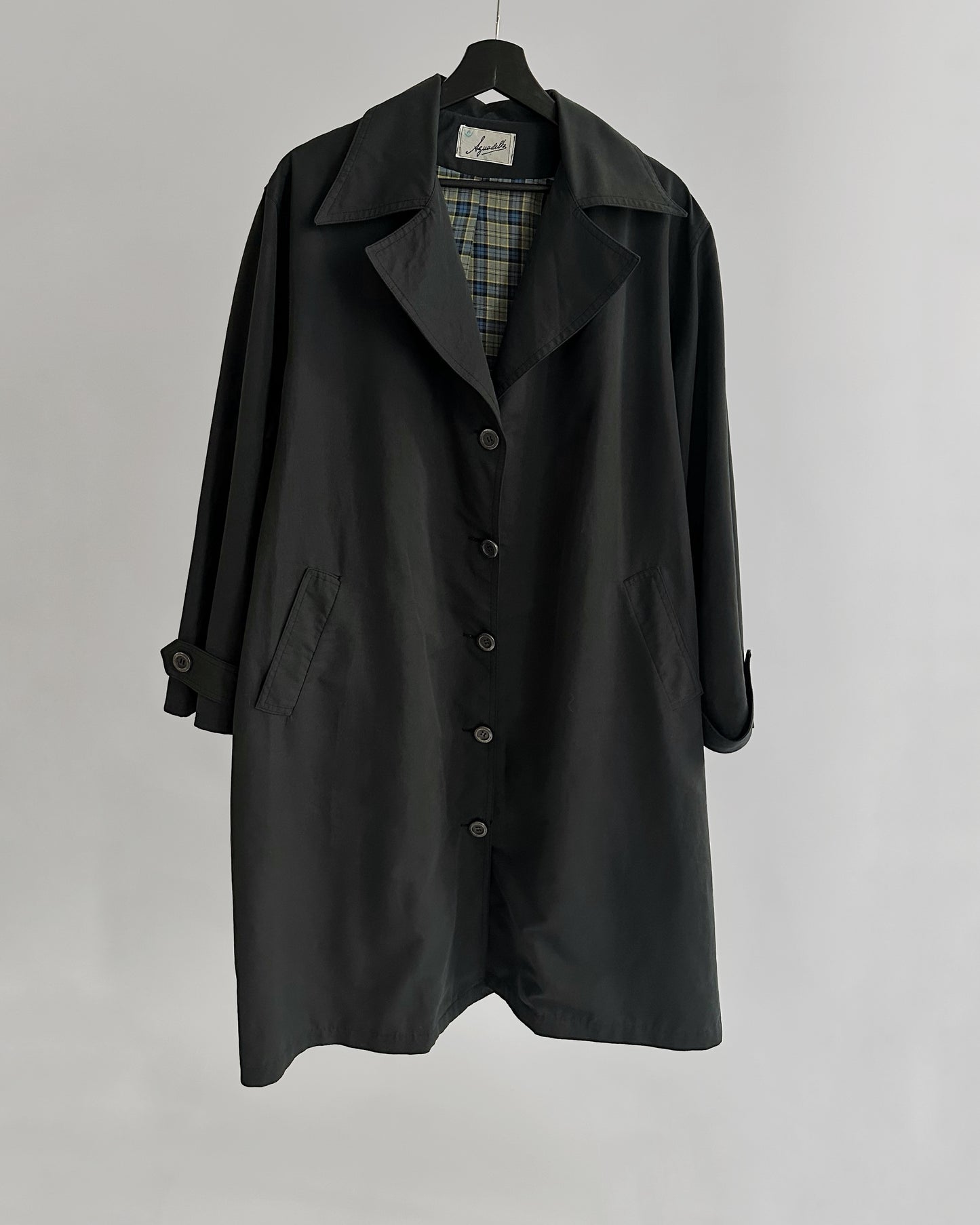 80s Grey Navy Belted Trench Coat