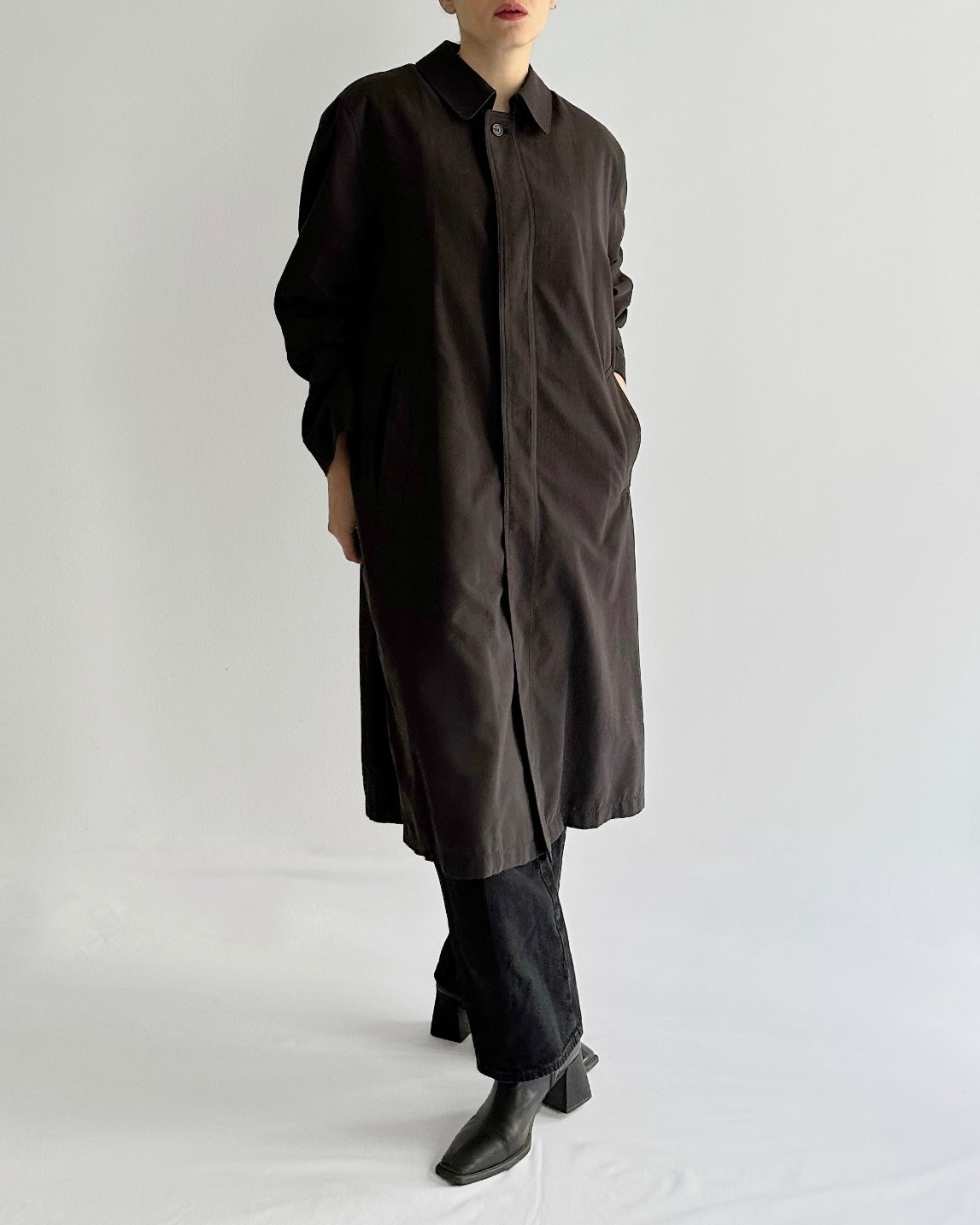 90s Charcoal Grey Oversized Trench Coat