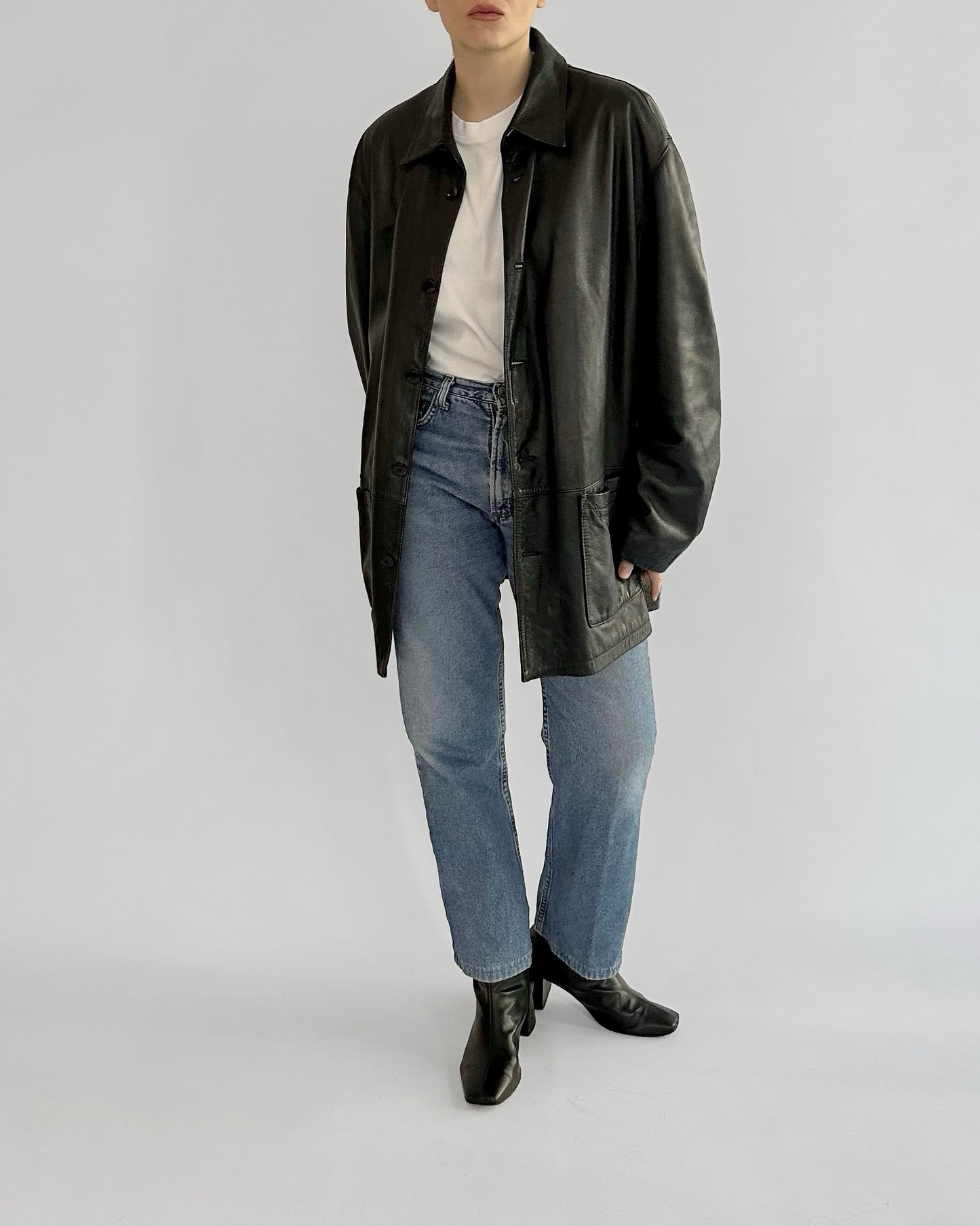90s Black Nappa Leather Jacket