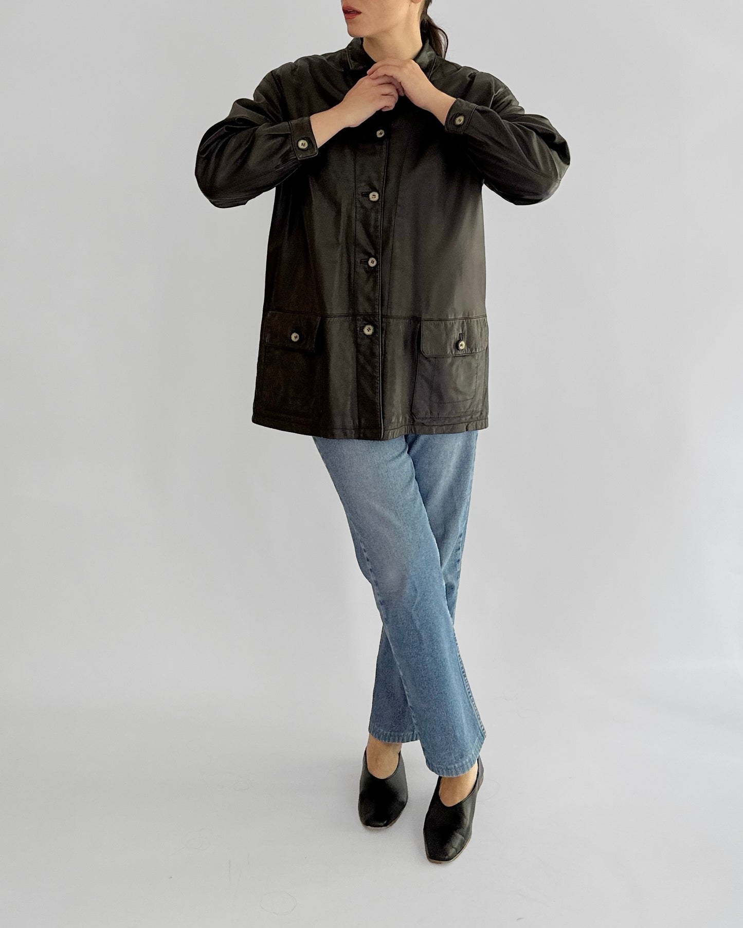 90s Chocolate Brown Leather Jacket
