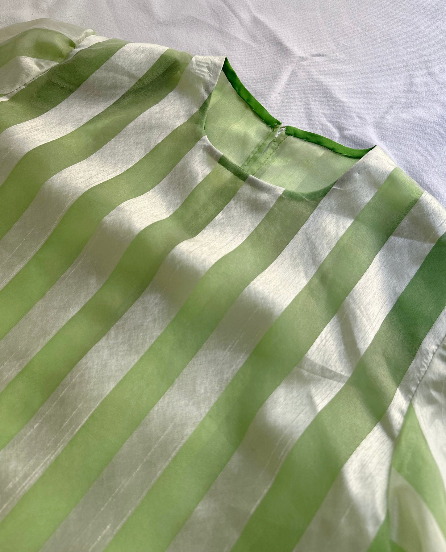 Vintage Handmade Organza Striped Sheer 3-Piece Set