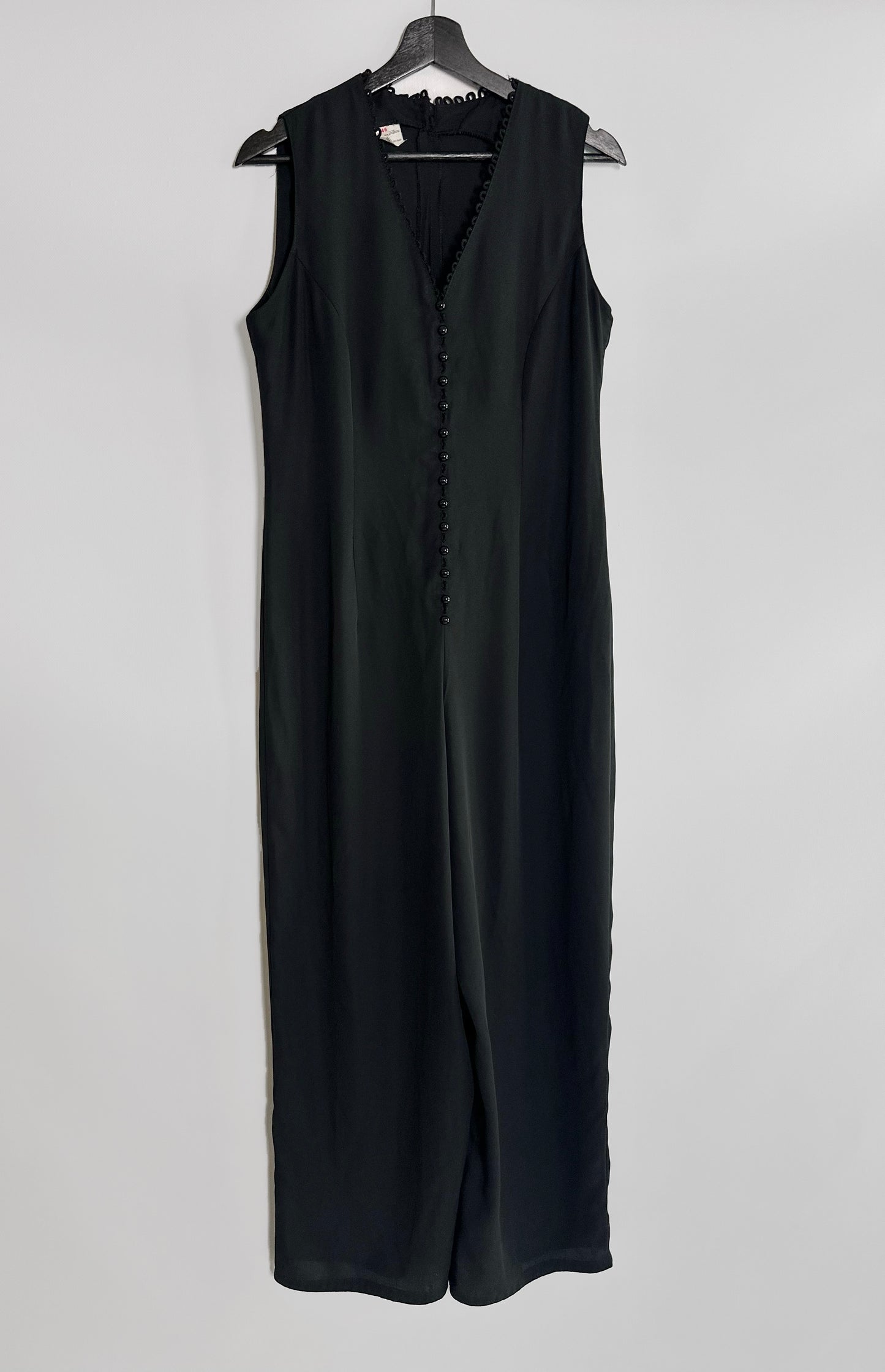 80s Black Sleeveless Jumpsuit