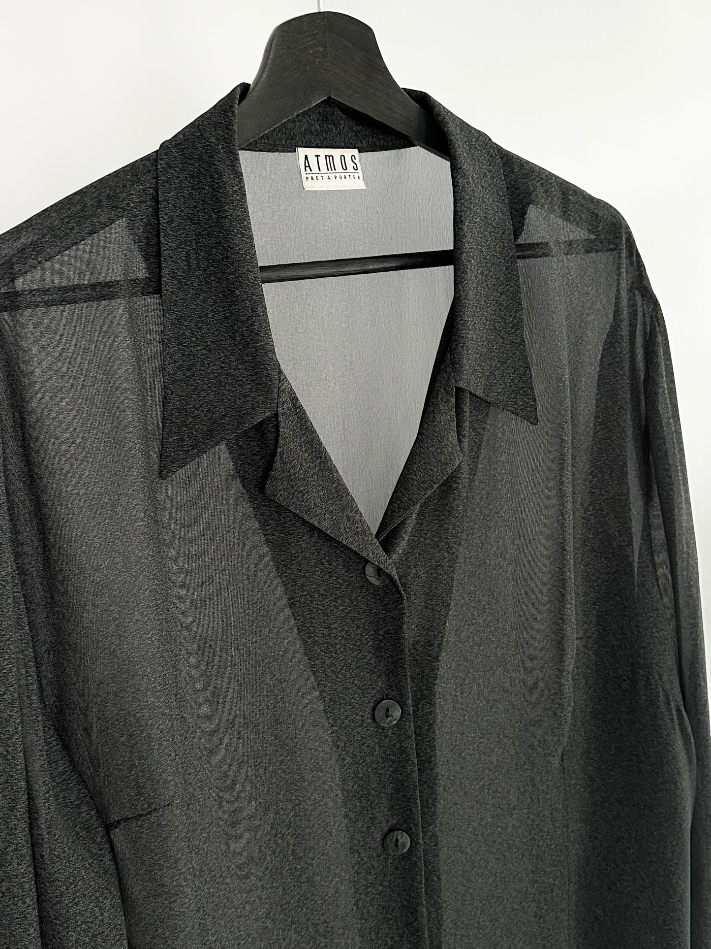 90s Dark Grey Sheer Maxi Shirt