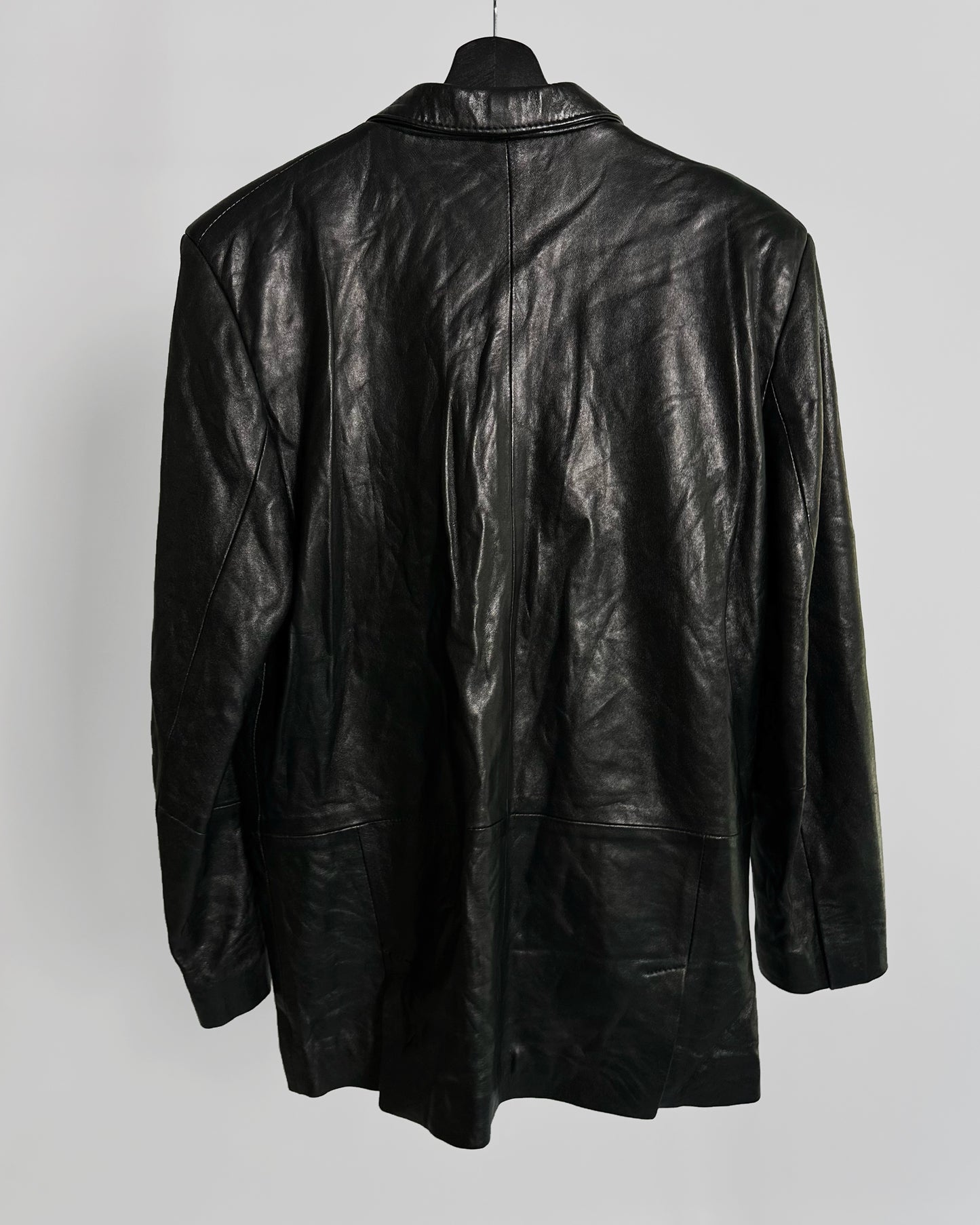 90s Black Pure Leather Blazer