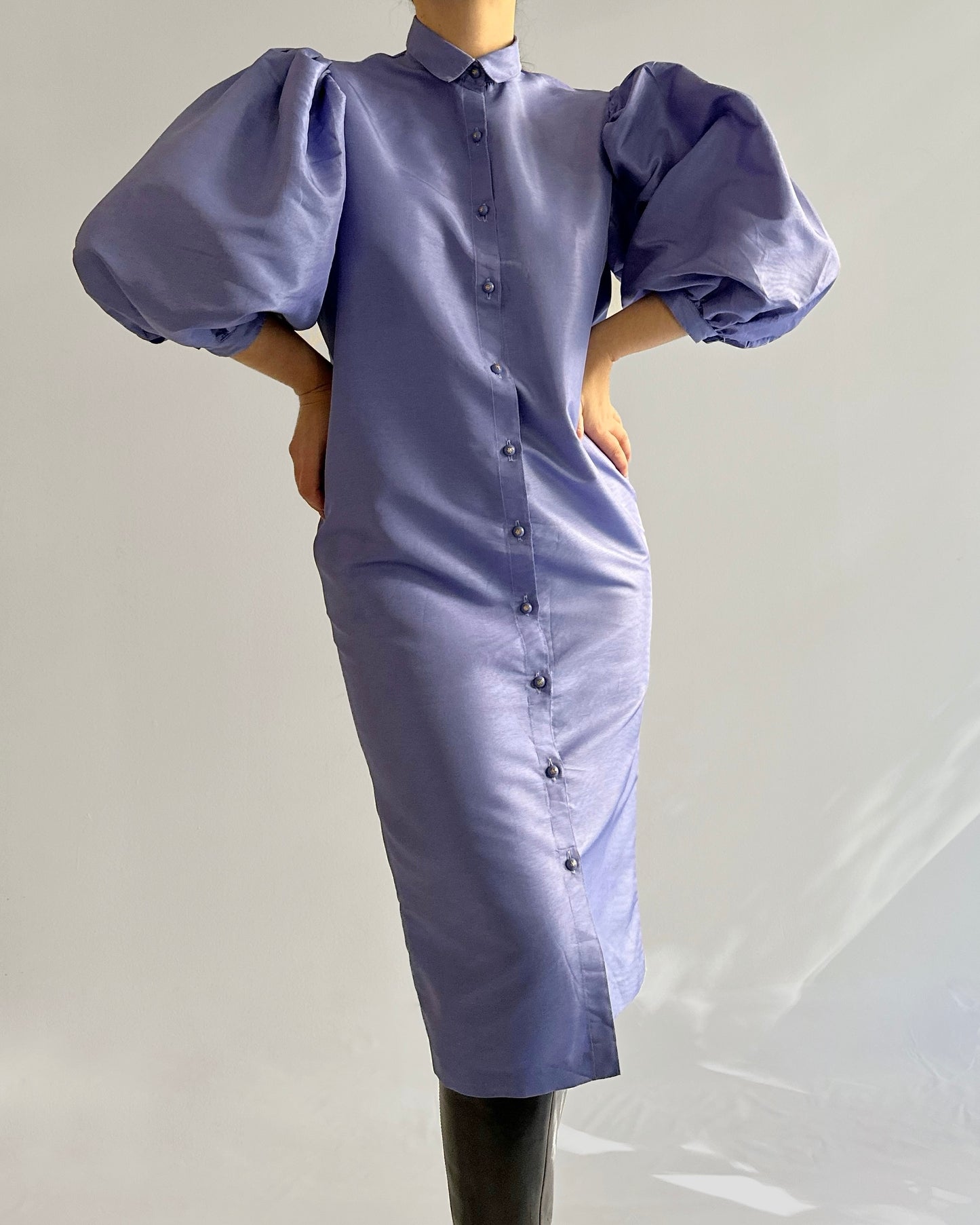 80s Lilac Puff Sleeve Dress