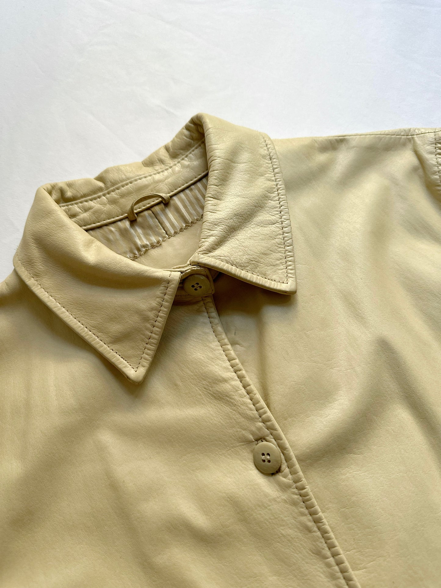 90s Beige Leather Jacket