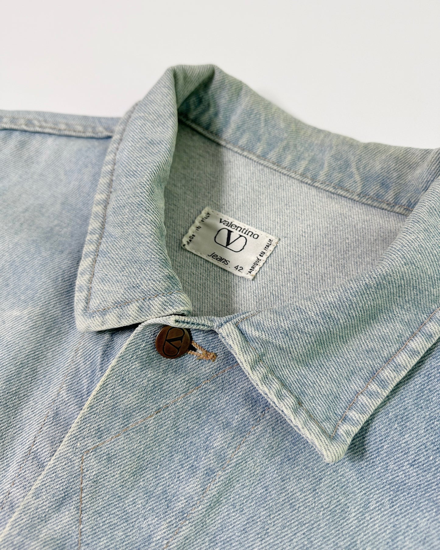 90s Valentino Garavani Denim Jacket - Light Blue Wash
