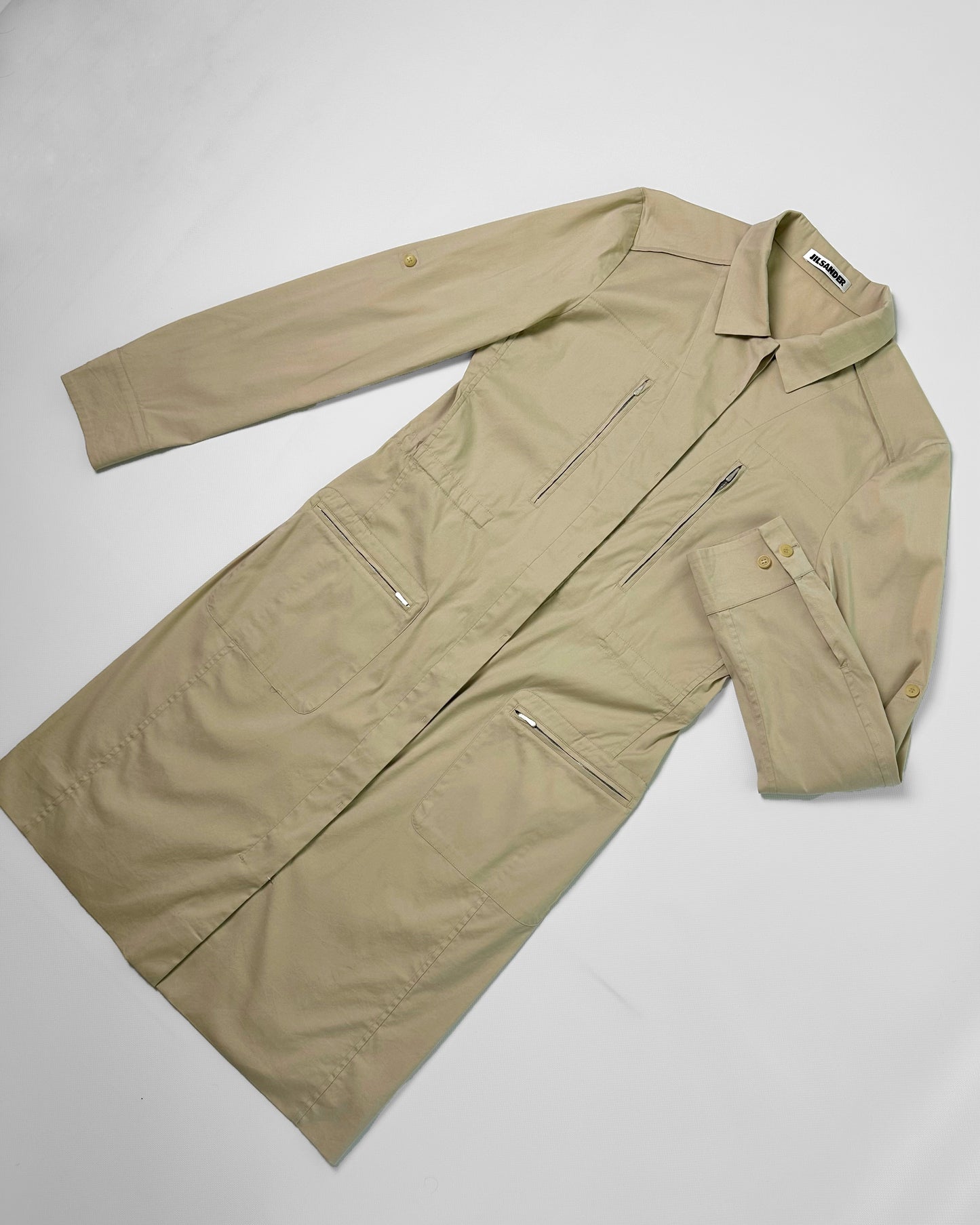 2000s Jil Sander Beige Cotton Shirt Dress