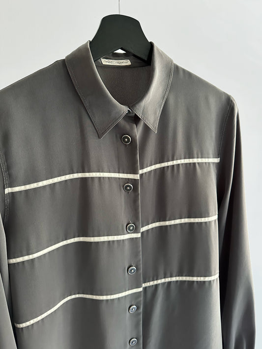 90s Grey Blouse with White Trim
