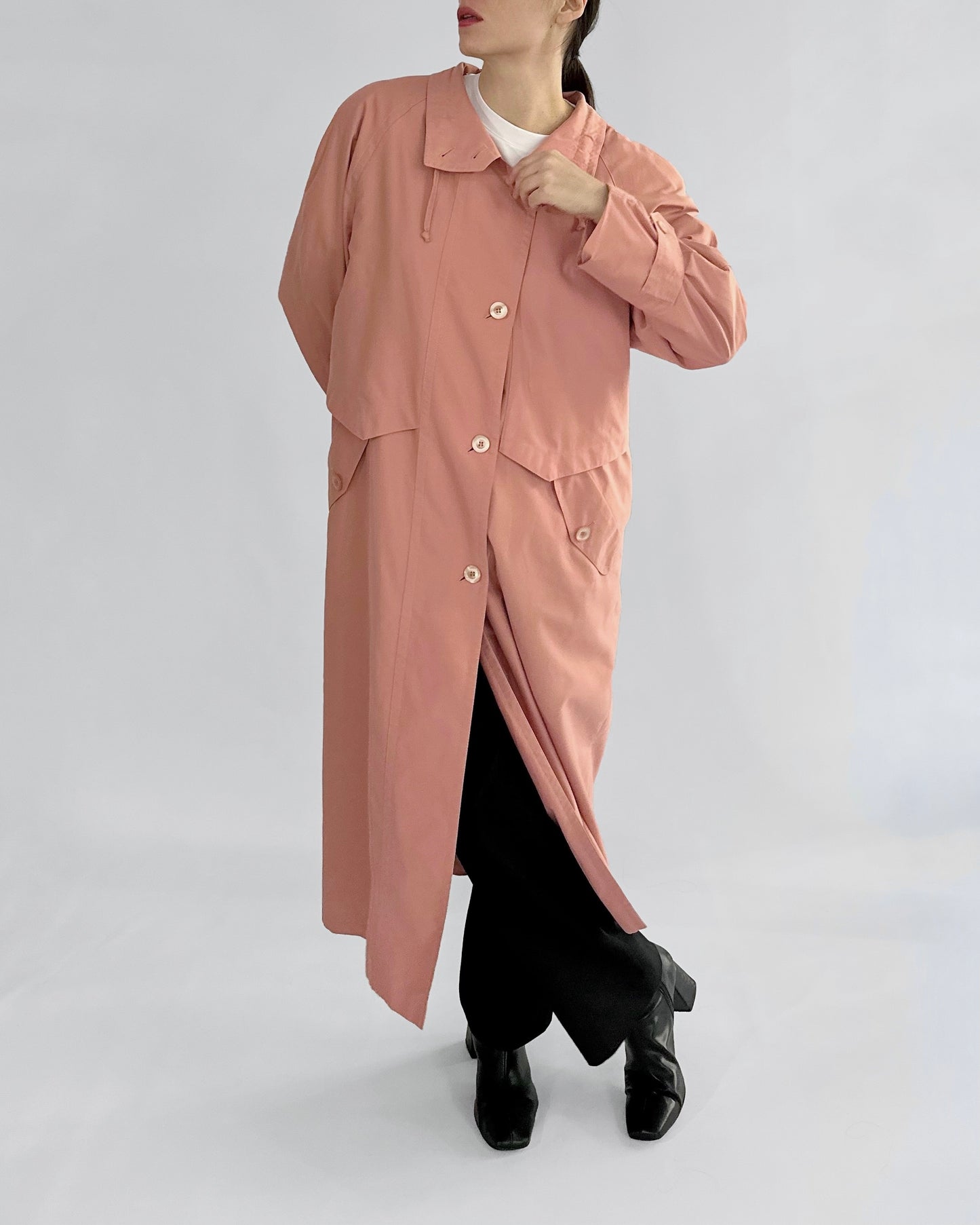 80s Dusty Rose Trench Coat