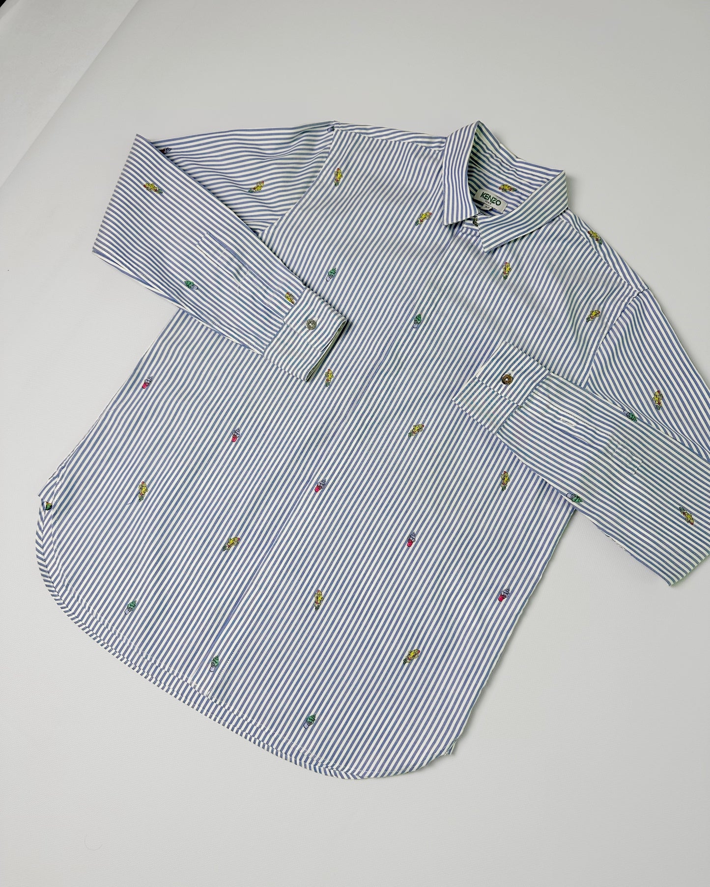 Kenzo Blue Striped Embroidered Shirt