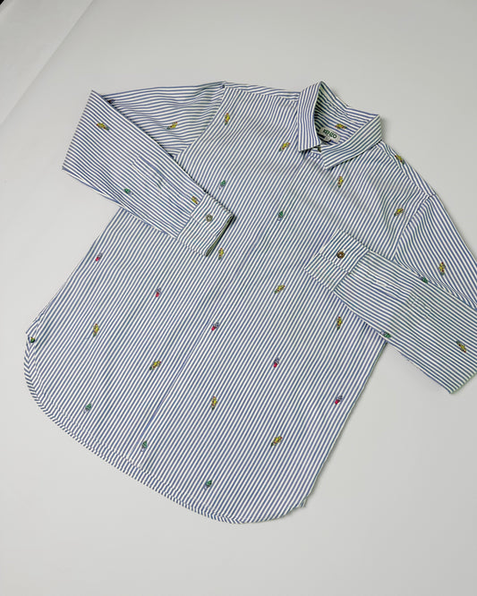 Kenzo Blue Striped Embroidered Shirt