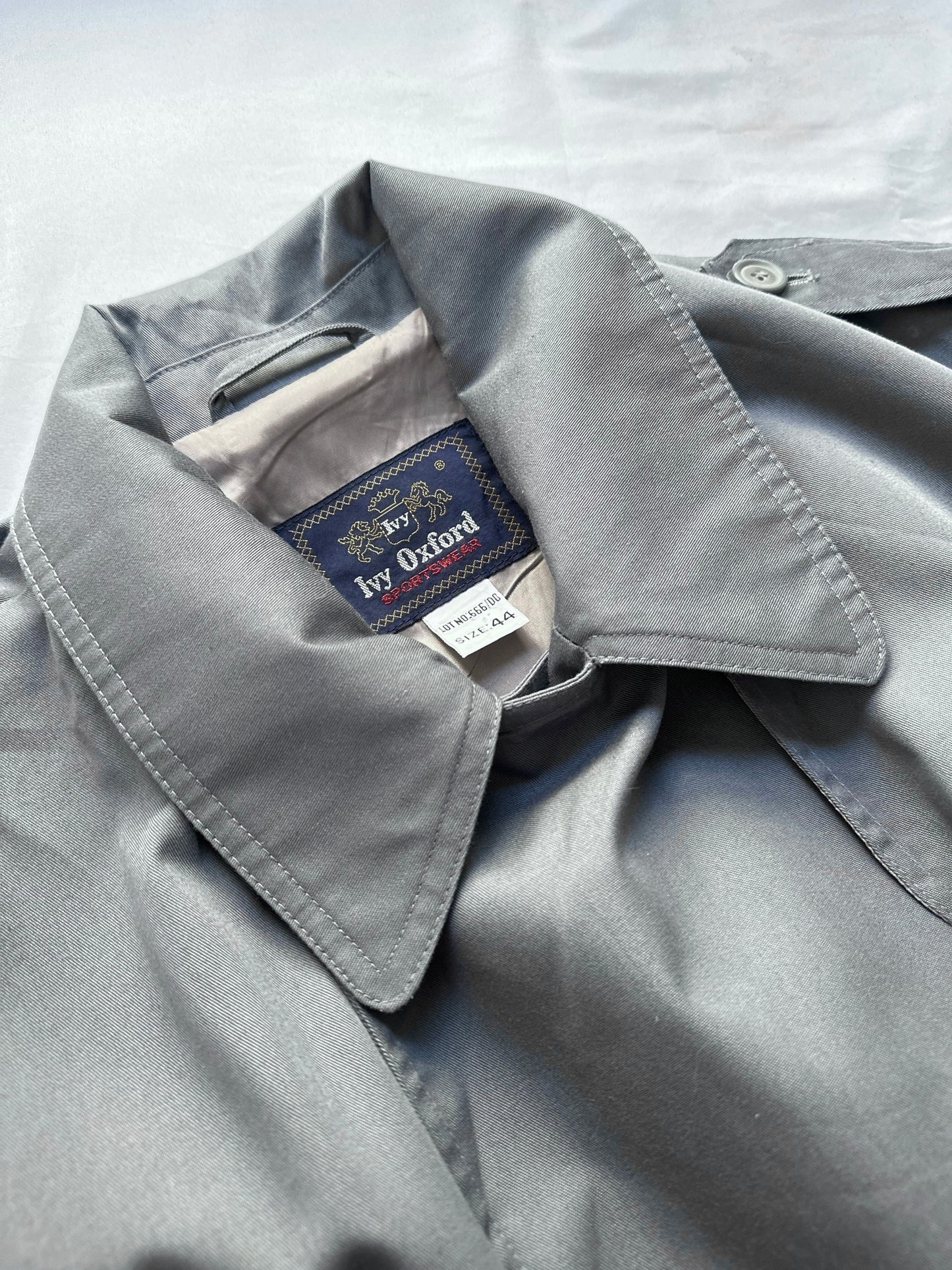 90s Ivy Oxford Grey Trench Coat