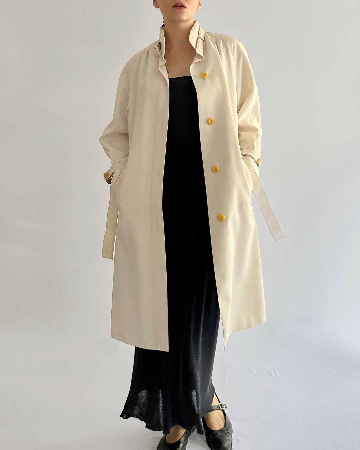 70s Cream Trench Coat