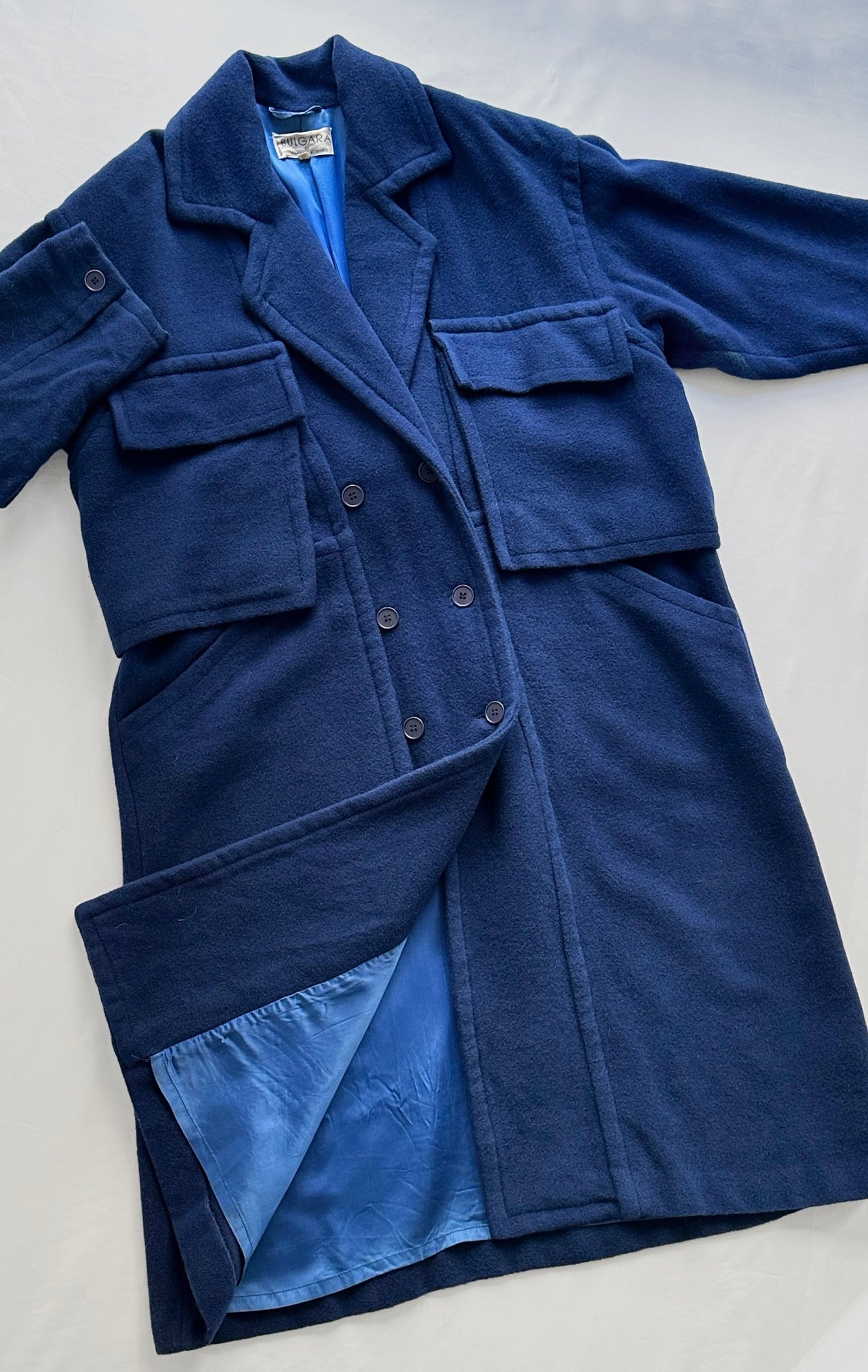 80s Hiroko Koshino Blue Wool Coat