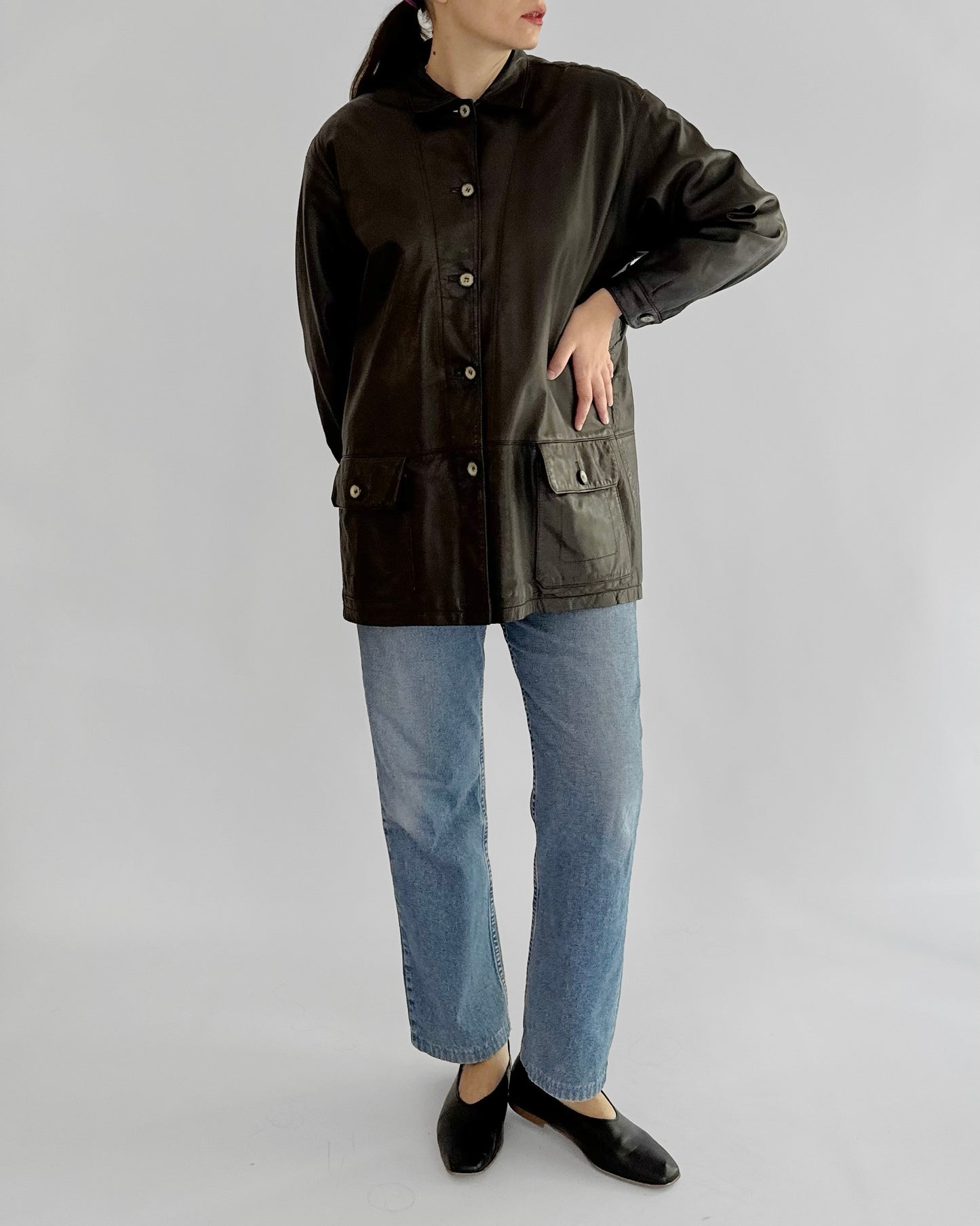 90s Chocolate Brown Leather Jacket
