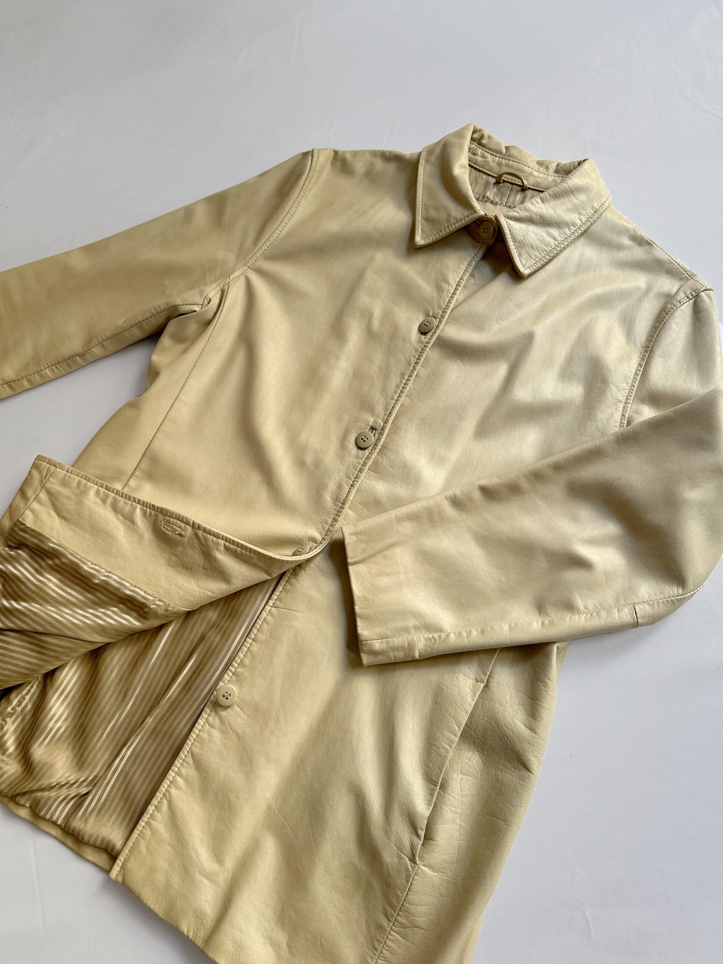 90s Beige Leather Jacket