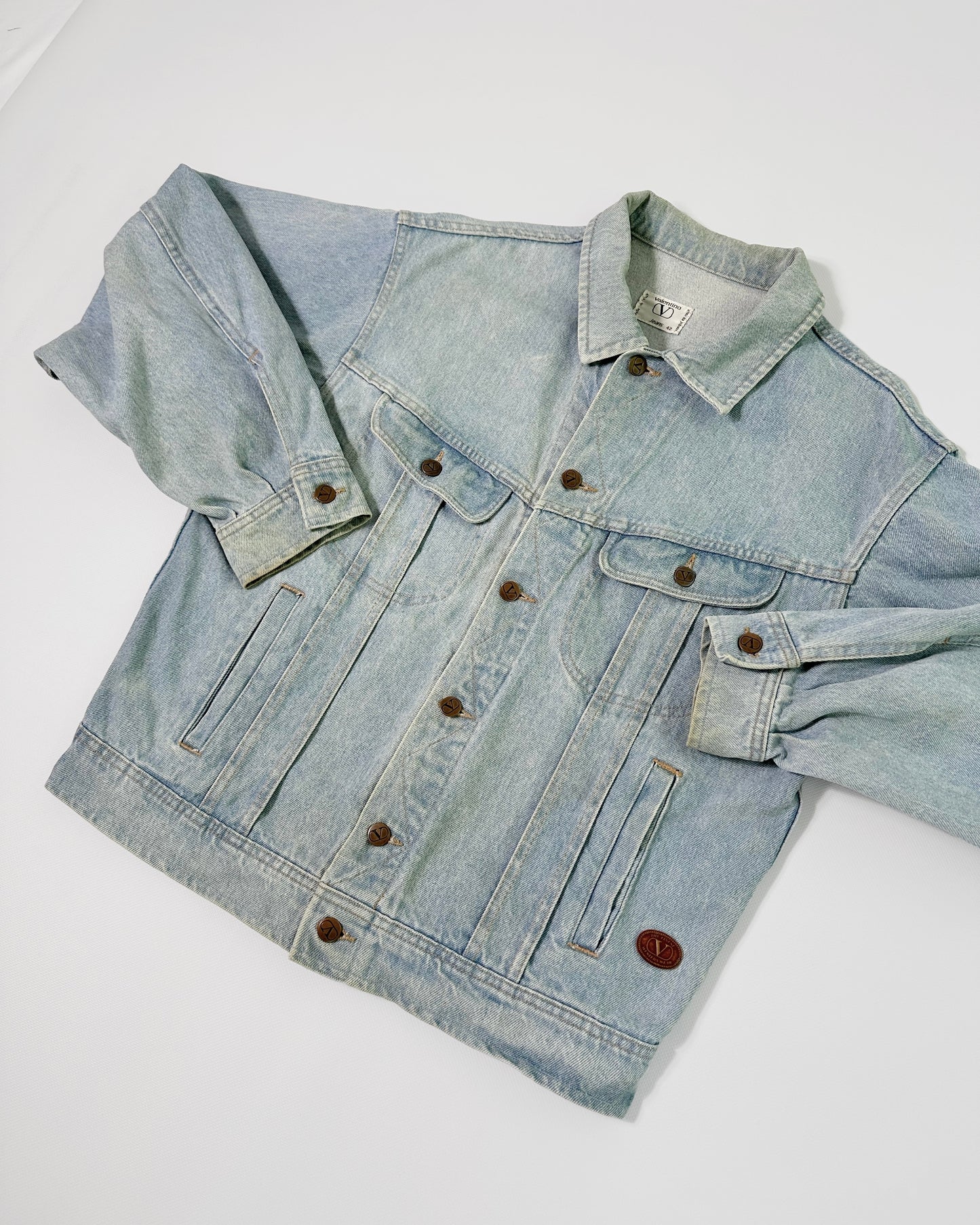 90s Valentino Garavani Denim Jacket - Light Blue Wash
