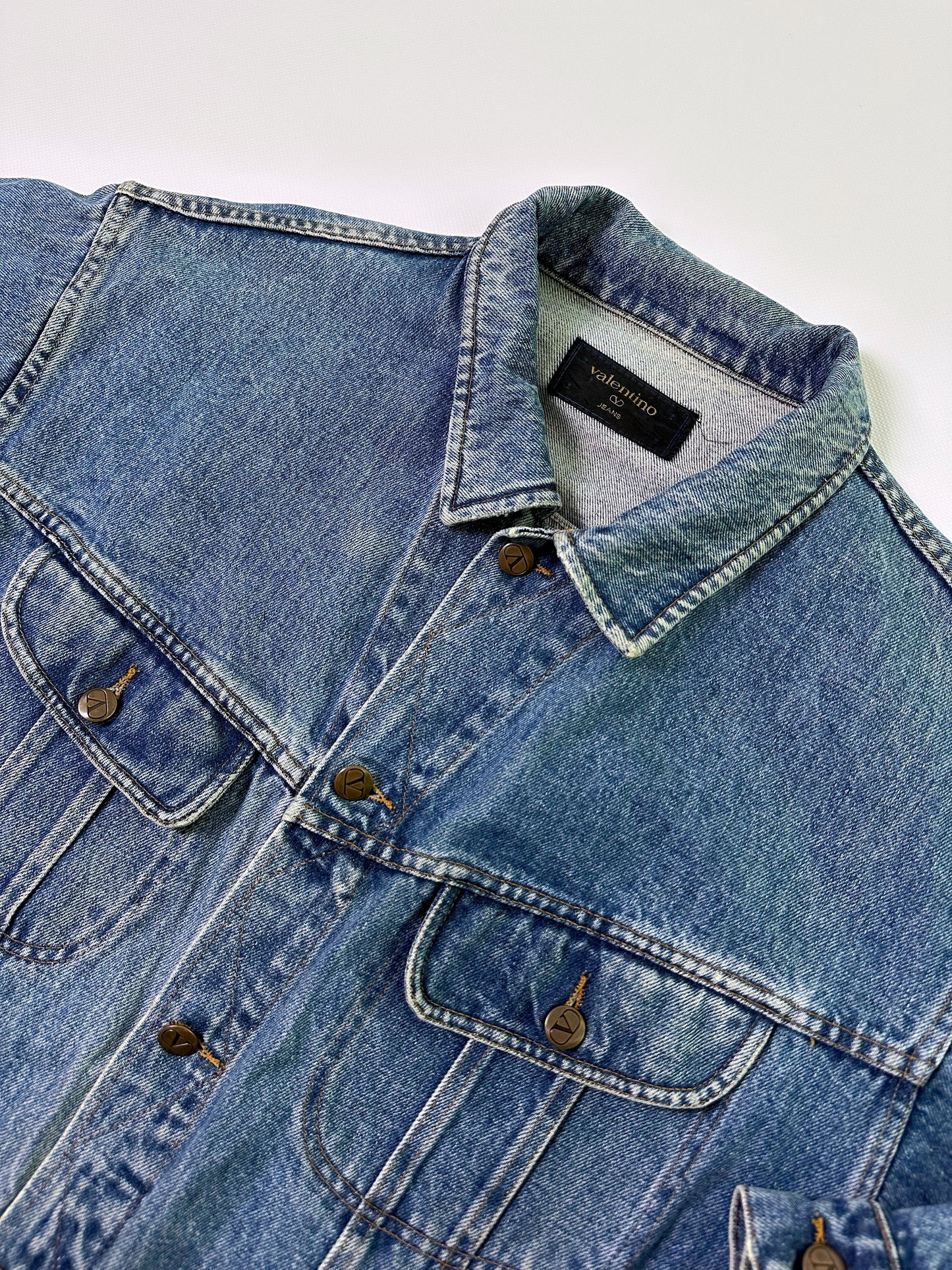 90s Valentino Garavani Denim Jacket - Faded Blue