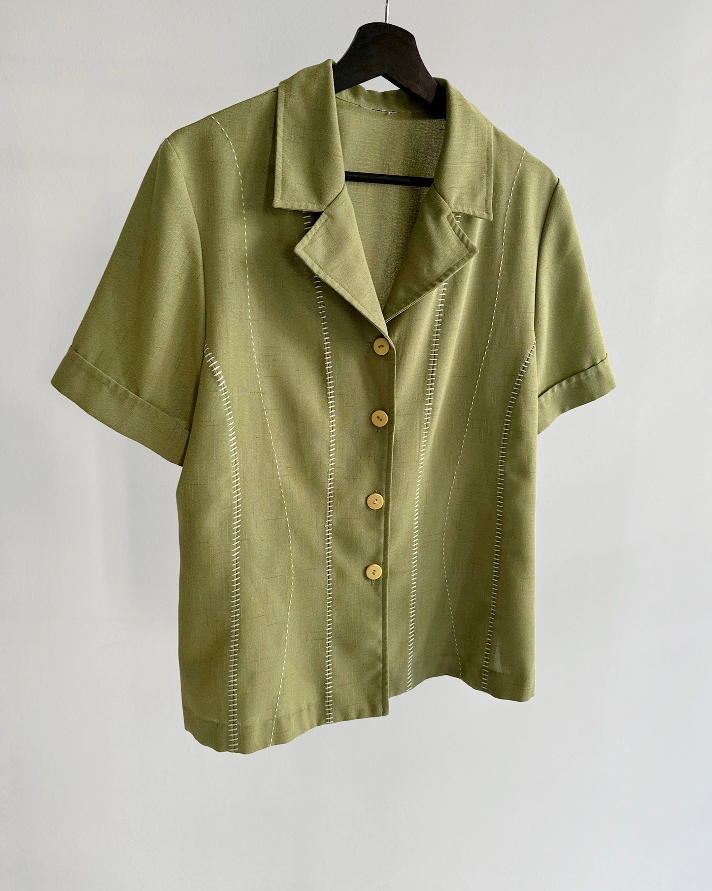 80s Bowling Style Green Blouse