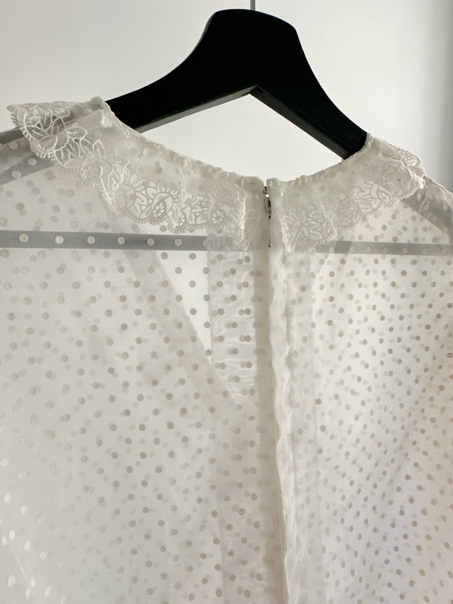 70s/80s Sheer White Polka Dot Dress