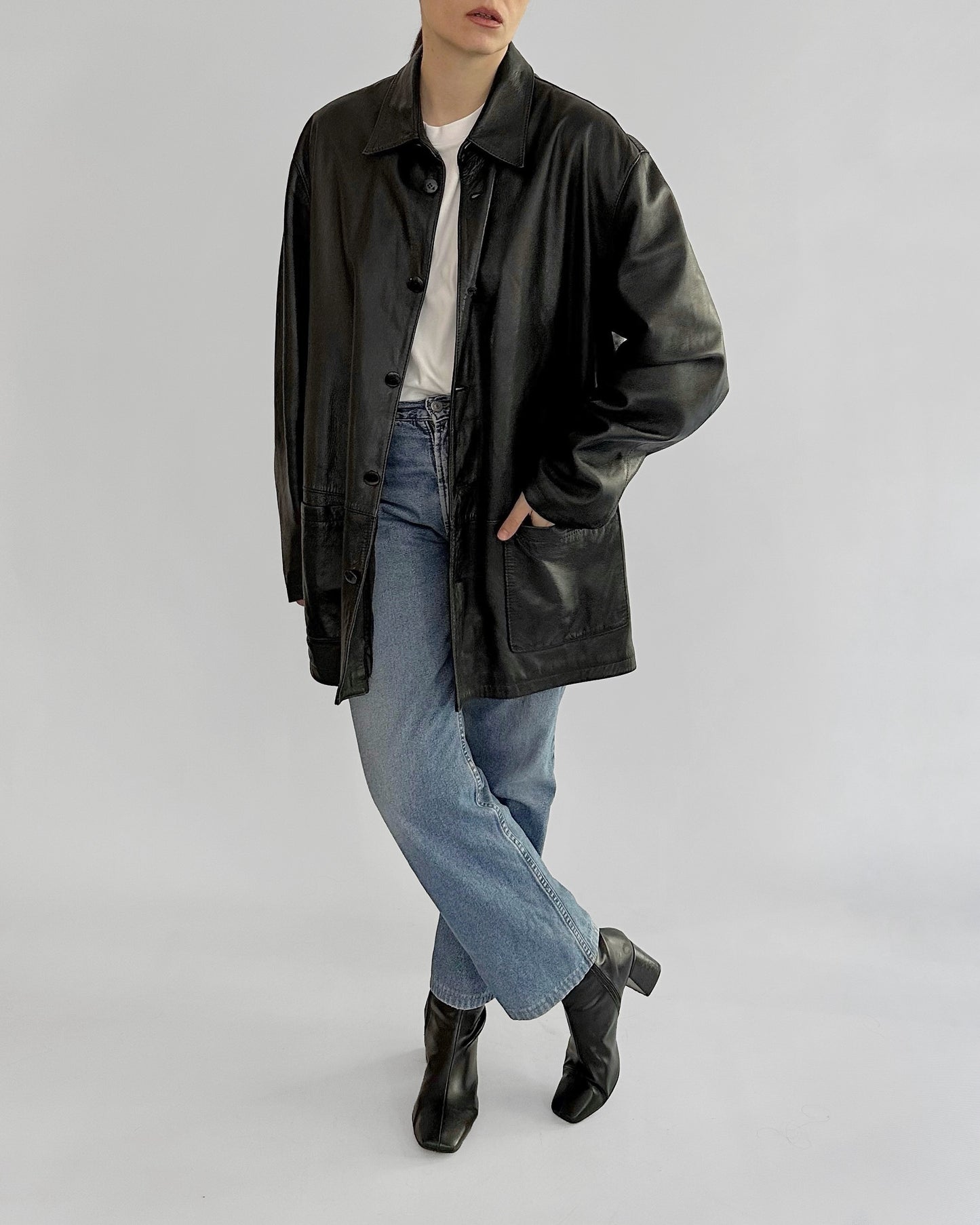 90s Black Nappa Leather Jacket