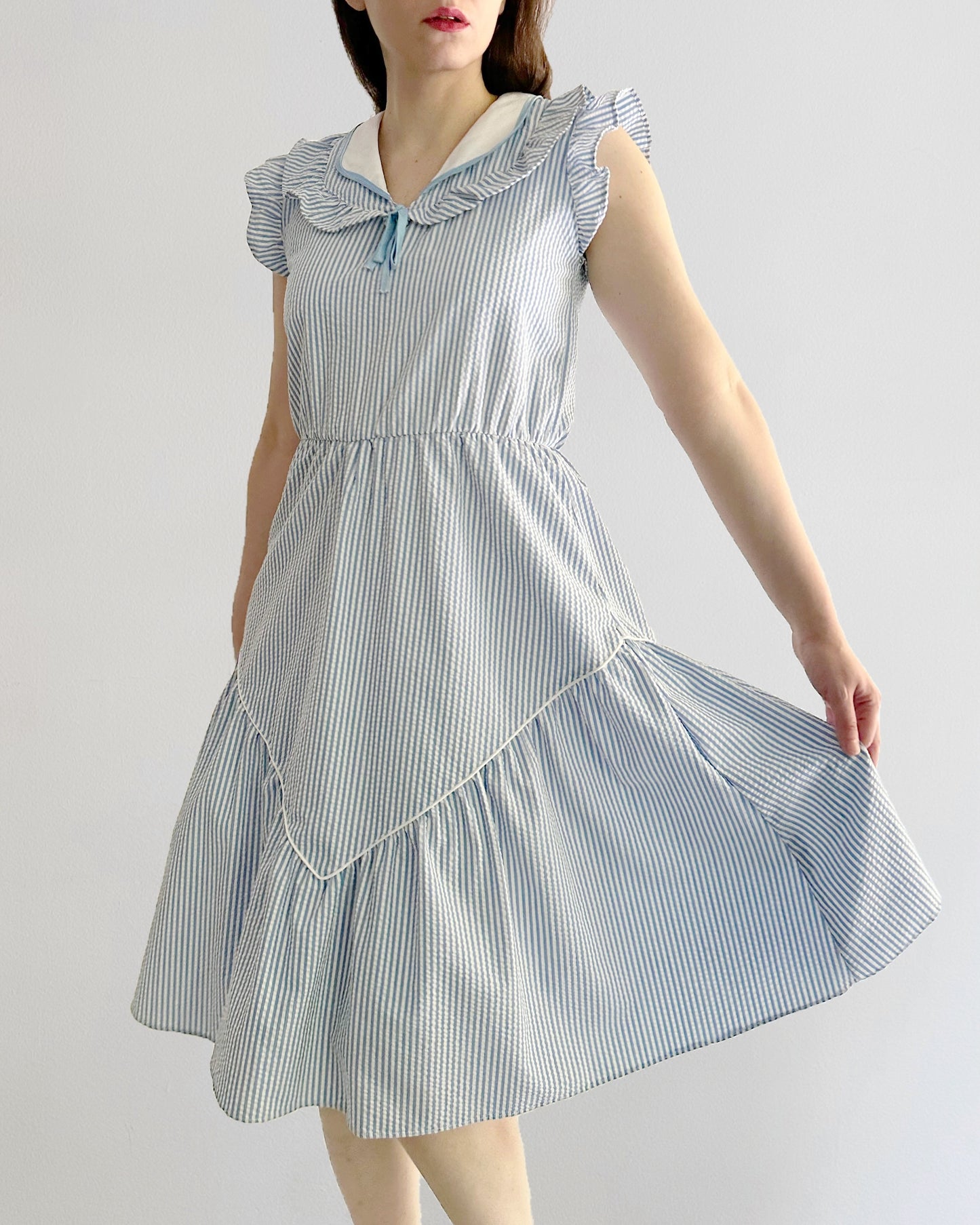 80s French Sailor Collar Dress