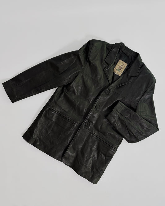 90s Black Pure Leather Blazer