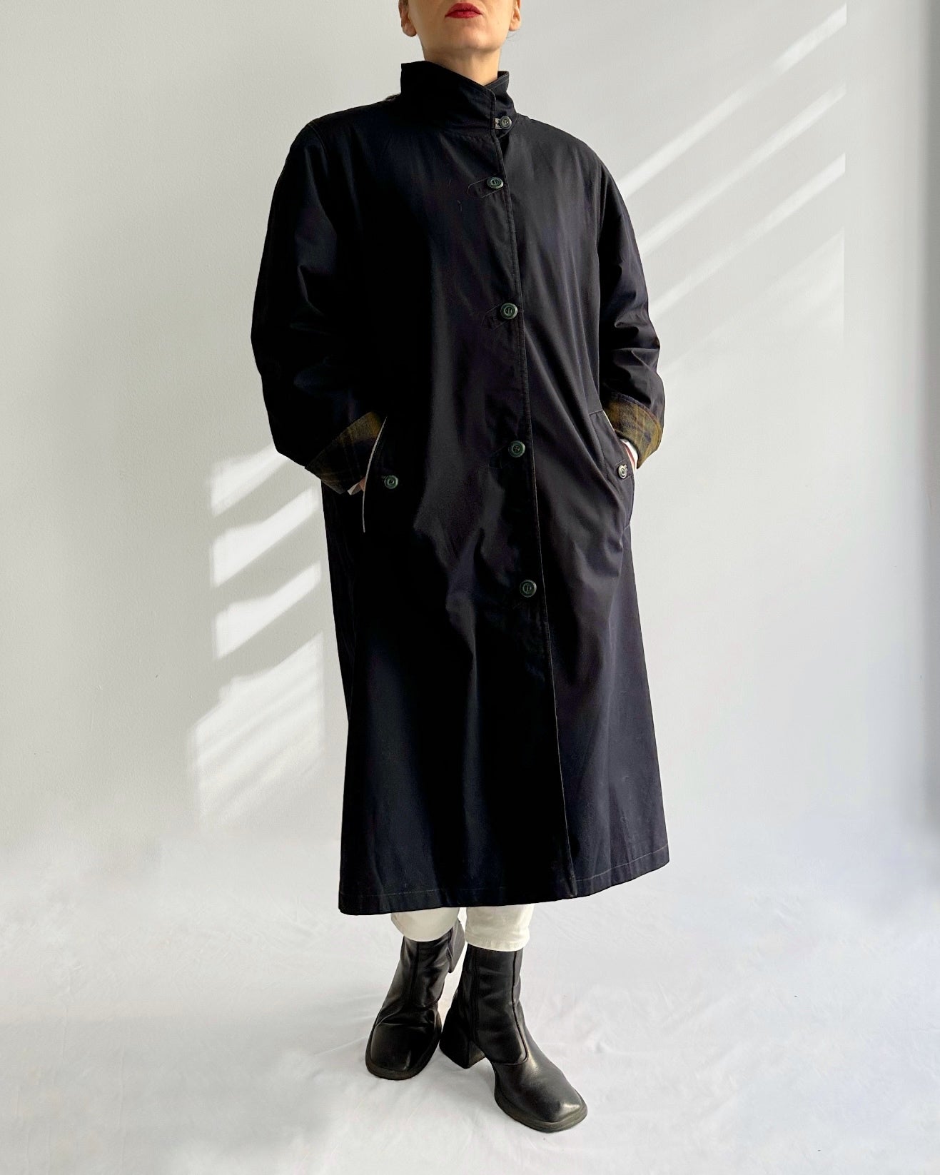 90s Navy Cotton Trench Coat