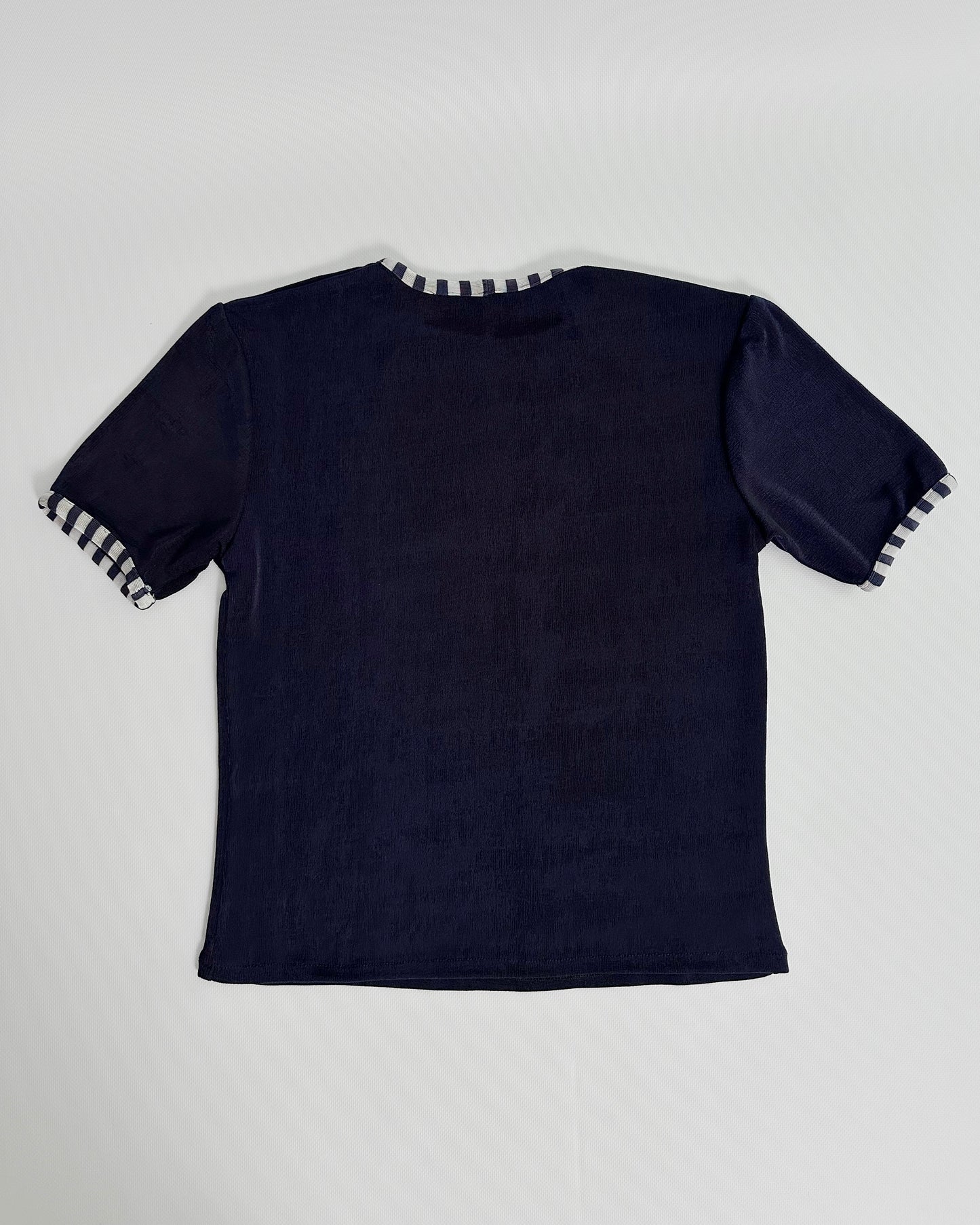 90s Navy Striped Elasticated Top