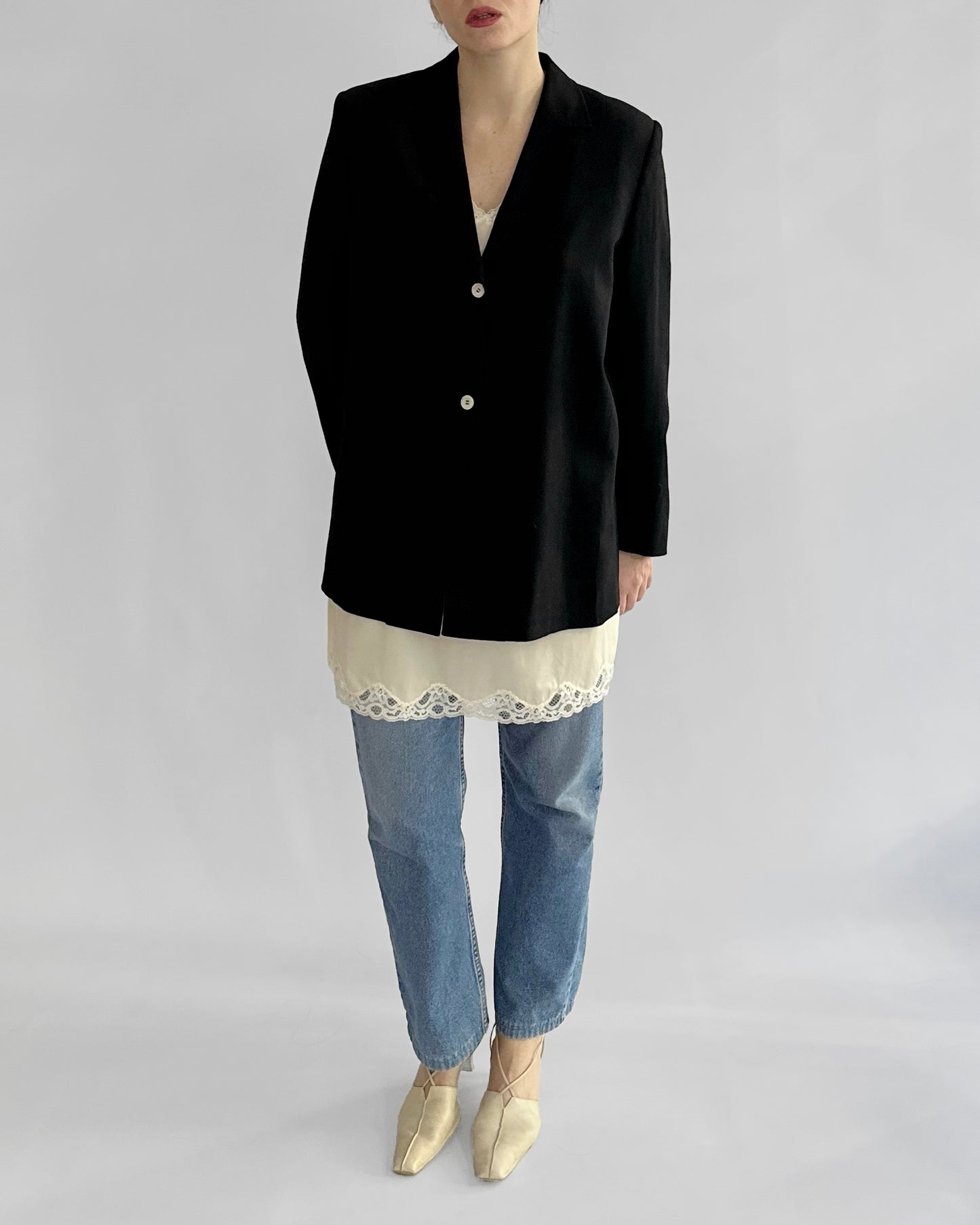 2000s Burberry Black Wool Blend Blazer
