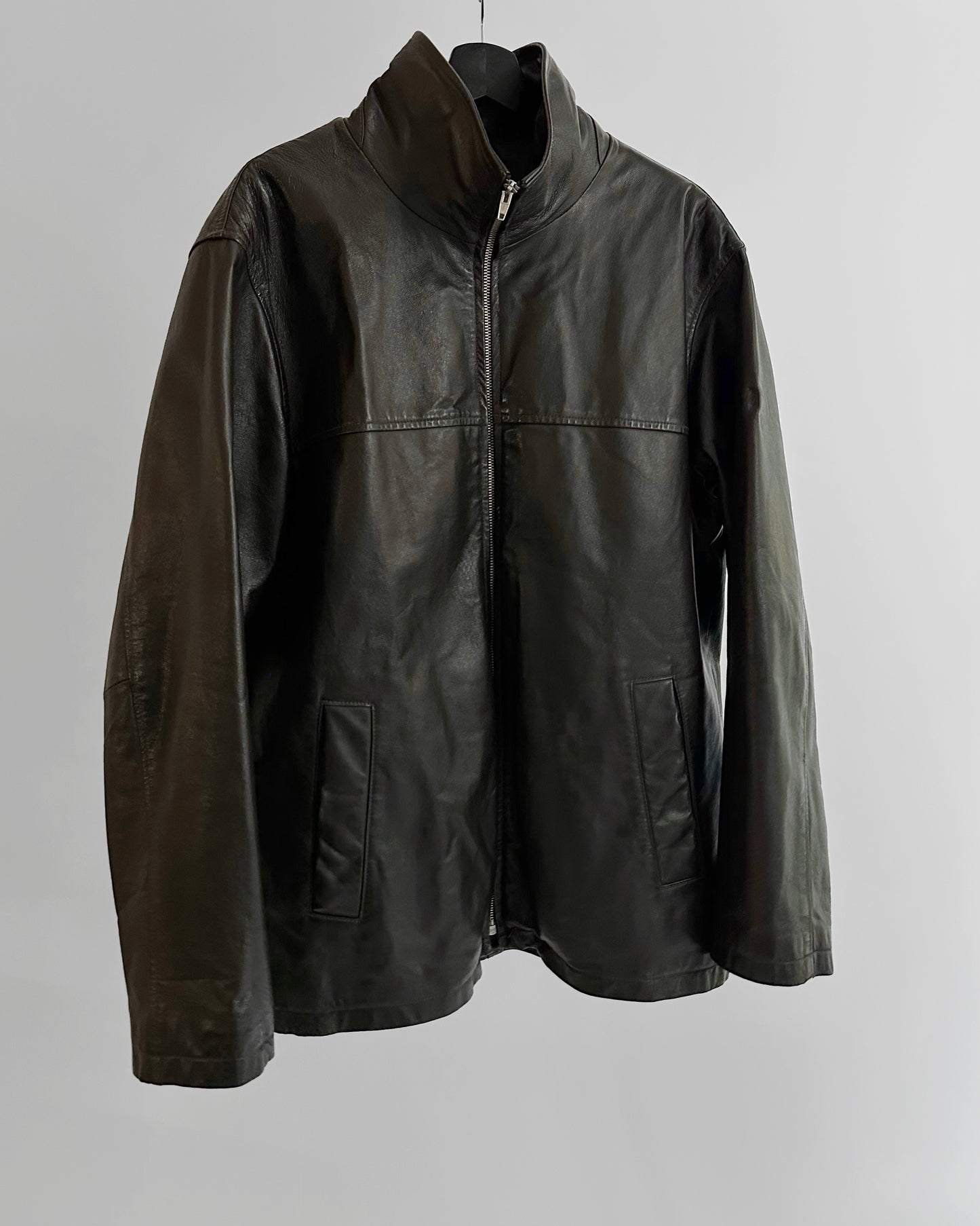 90s Brown Leather Zip Jacket