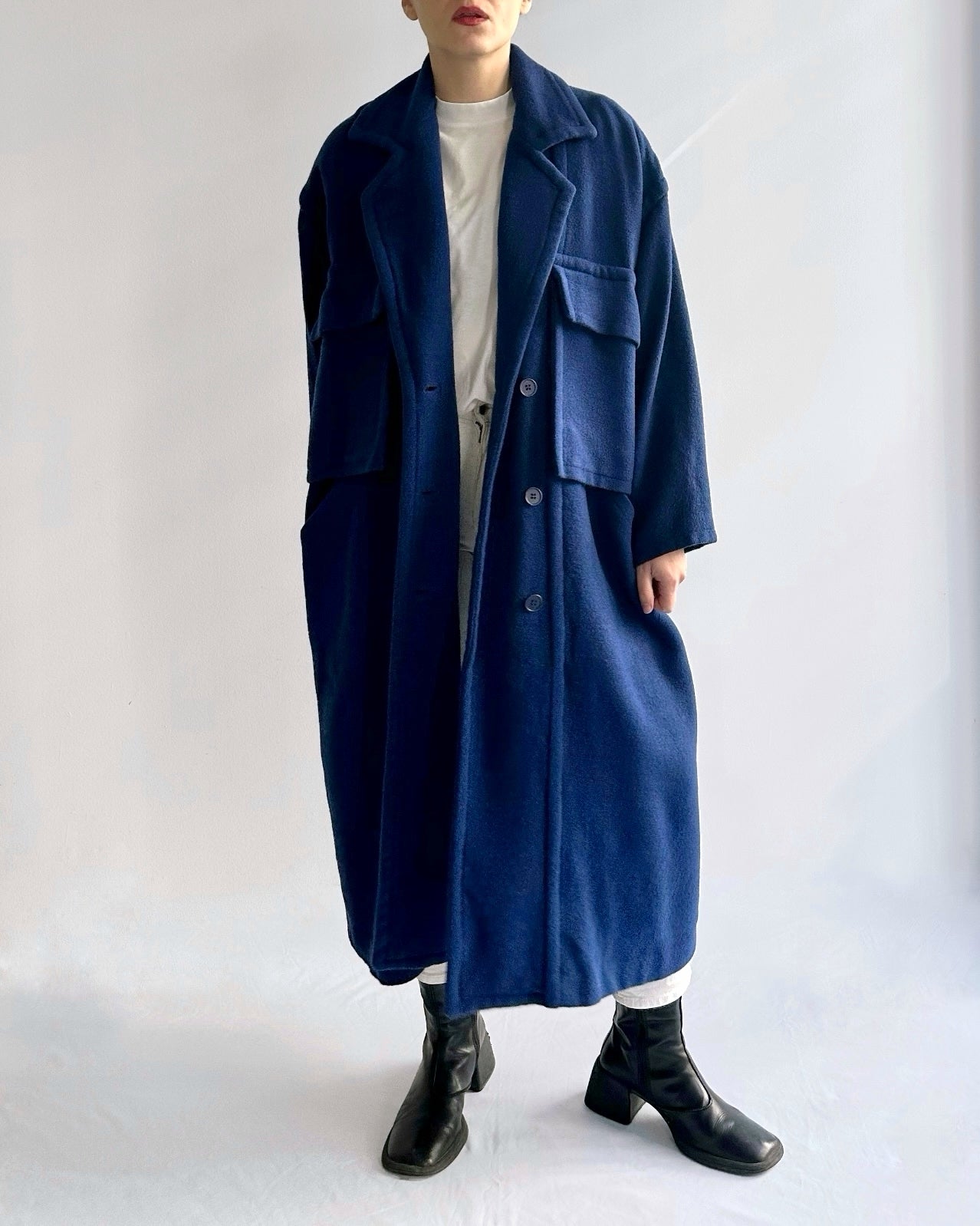 80s Hiroko Koshino Blue Wool Coat