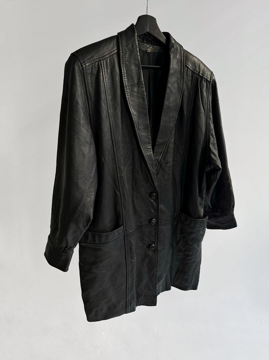80s/90s Black Leather Blazer – Made in Portugal