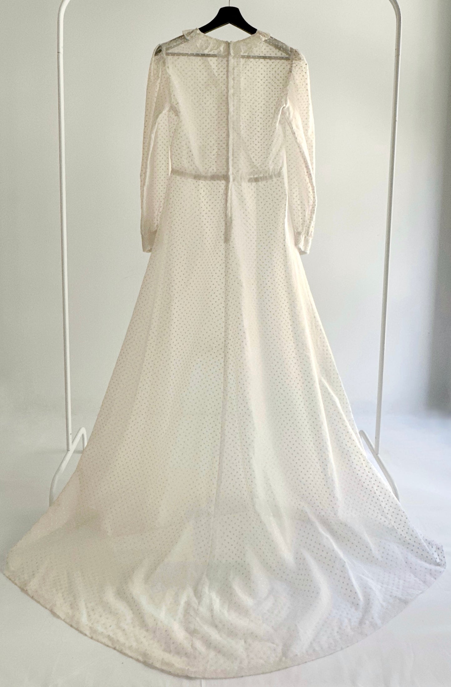70s/80s Sheer White Polka Dot Dress