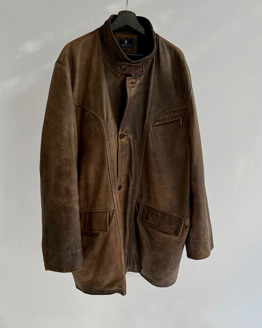 90s Distressed Brown Leather Jacket