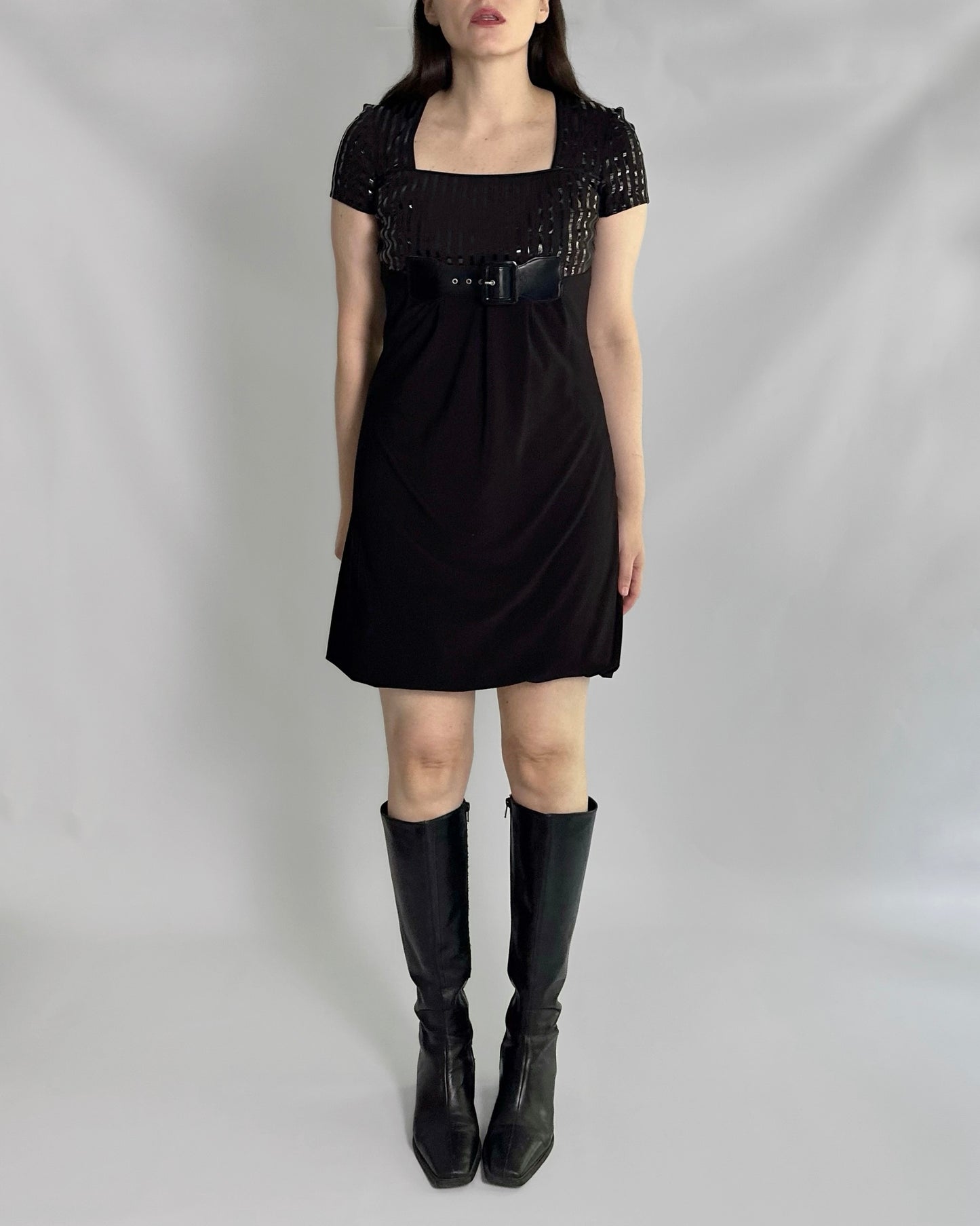 90s Joseph Ribkoff Black Belted Dress